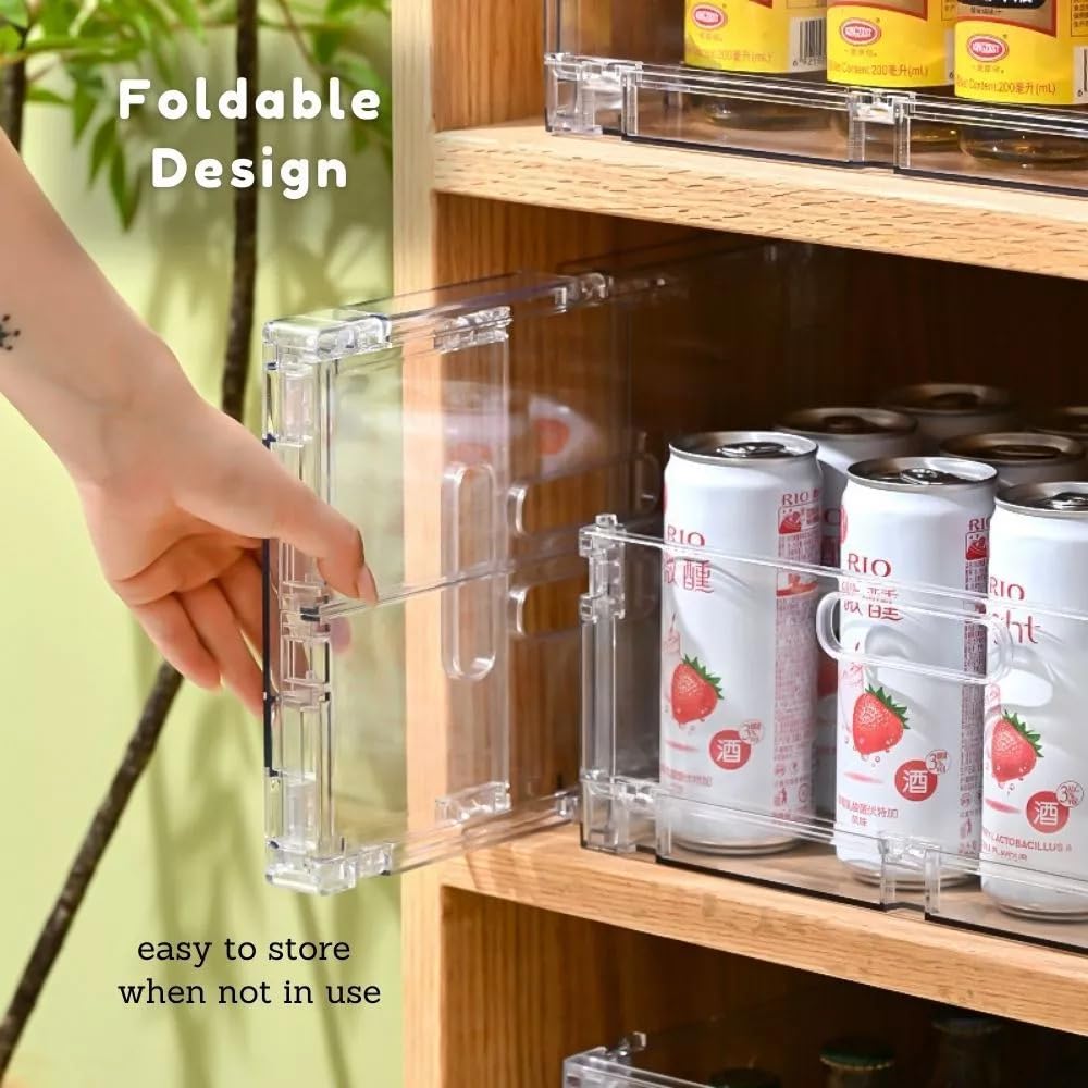 REHUK Premium 2 Pack Strong Transparent Plastic Collapisble Stackable Storage Organiser Box (Small - 20.5L x 15.5W x 9H CM)