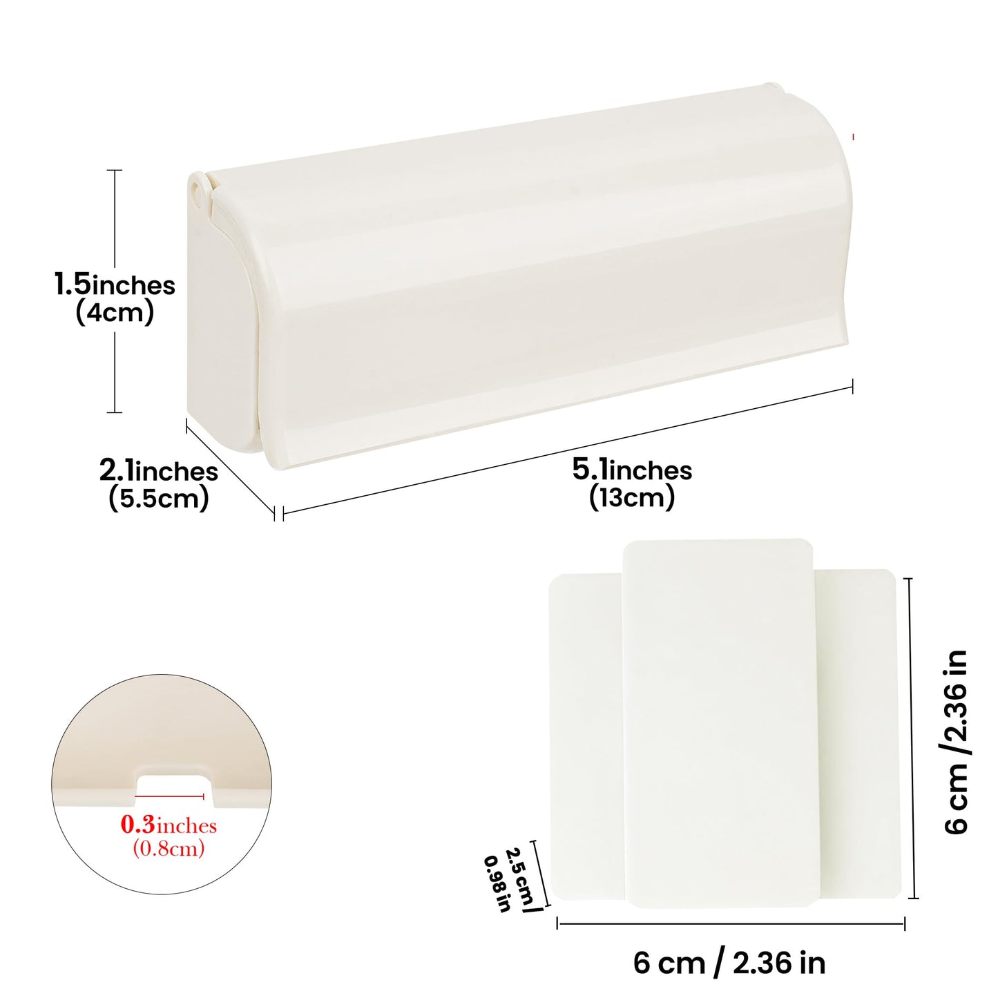 Linkidea 6 Slots Toothbrush Holder with Dustproof Cover & Toothpaste Clip, Plastic Self-Adhesive Brush Hanger for Shower