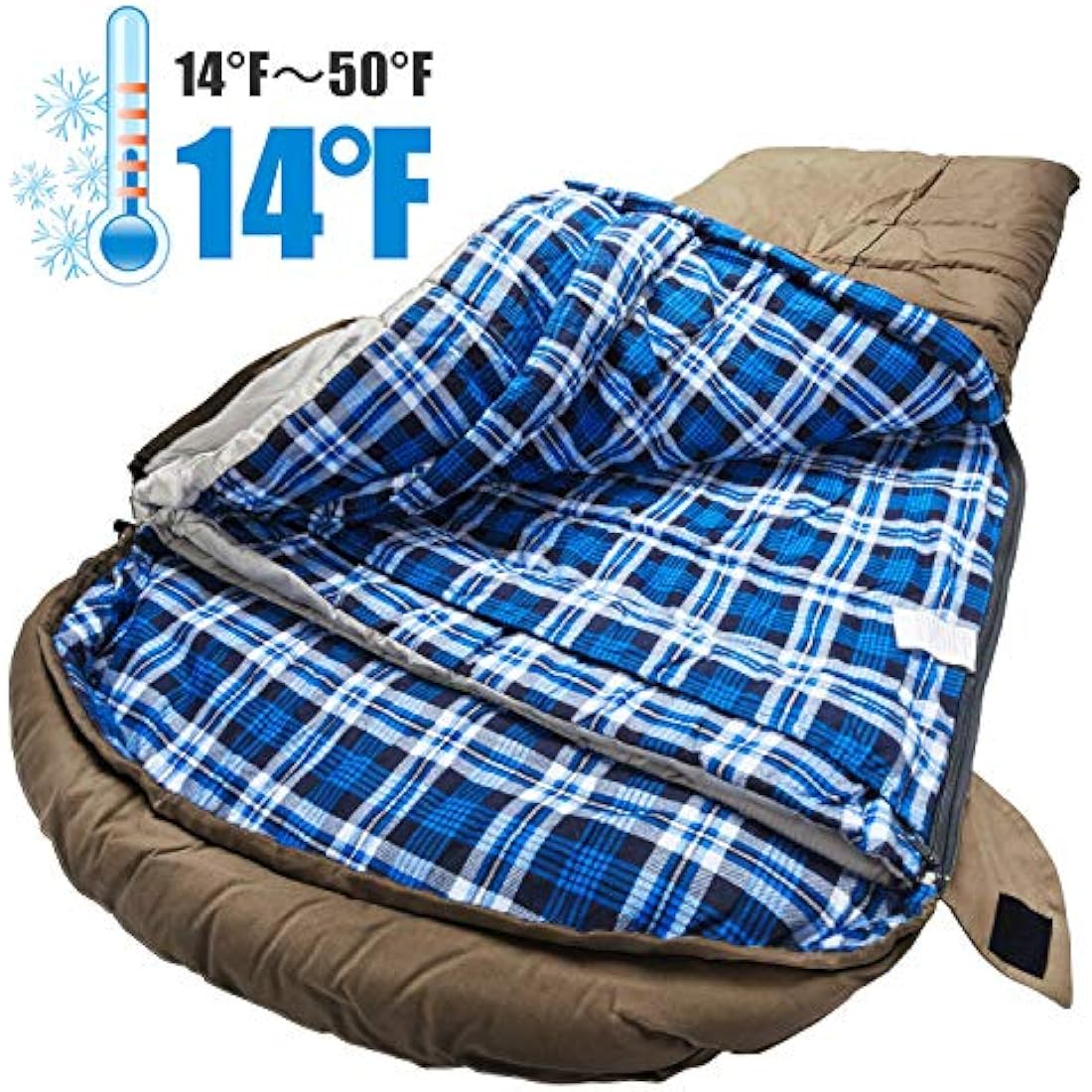Winter 0 Degree Canvas Sleeping Bag for Fishing, Hunting, Traveling and Camping Particularly in Cold Winter Outdoor with Removable Flannel Liner and Free Compression Sack for Big and Tall Adults