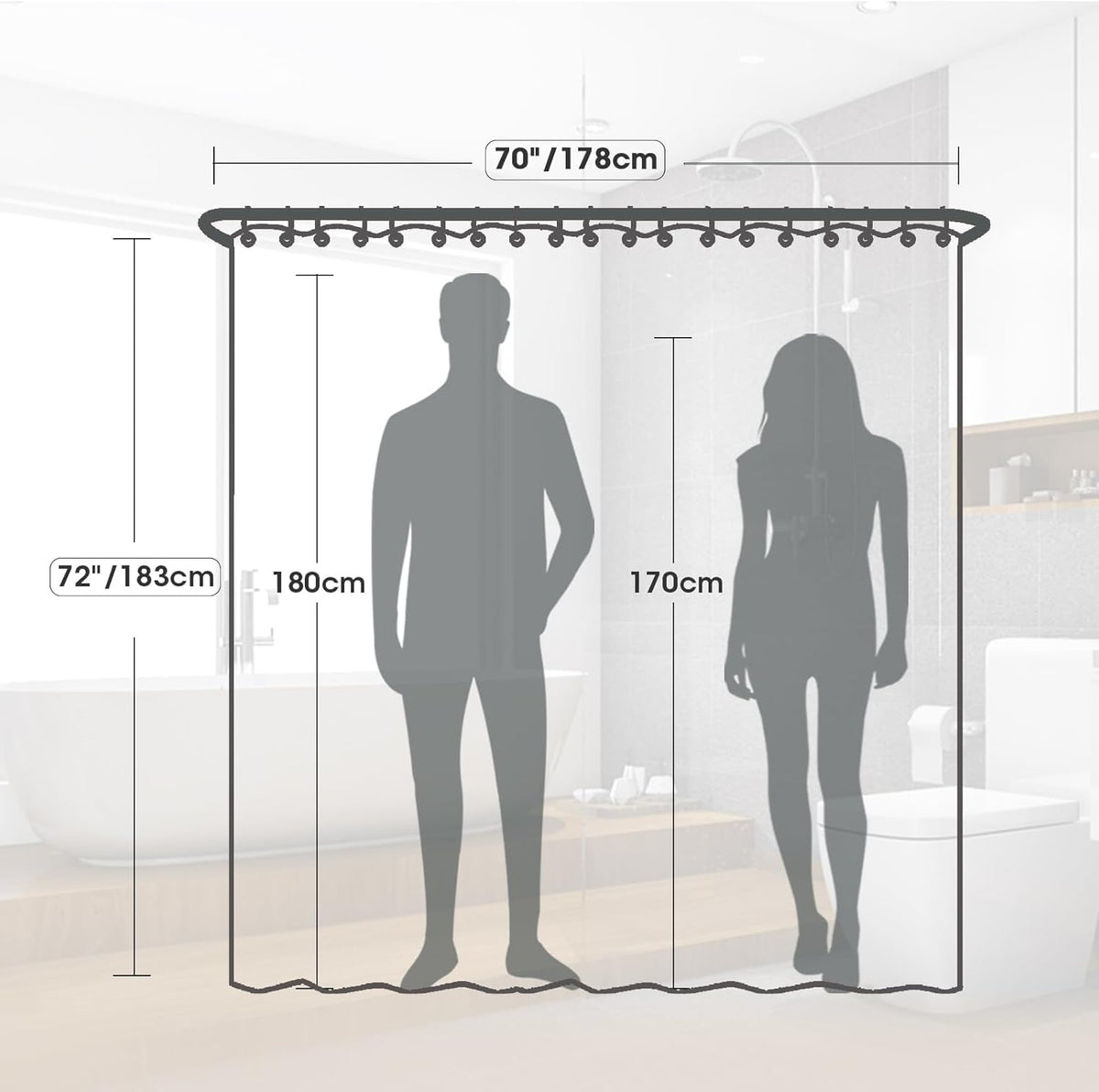 TGYIMENG Shower Curtain, Mould Proof and Mildew Resistant Washable Bathroom Curtains, Shower Curtain for Bathroom, Bath Curtains with Hooks