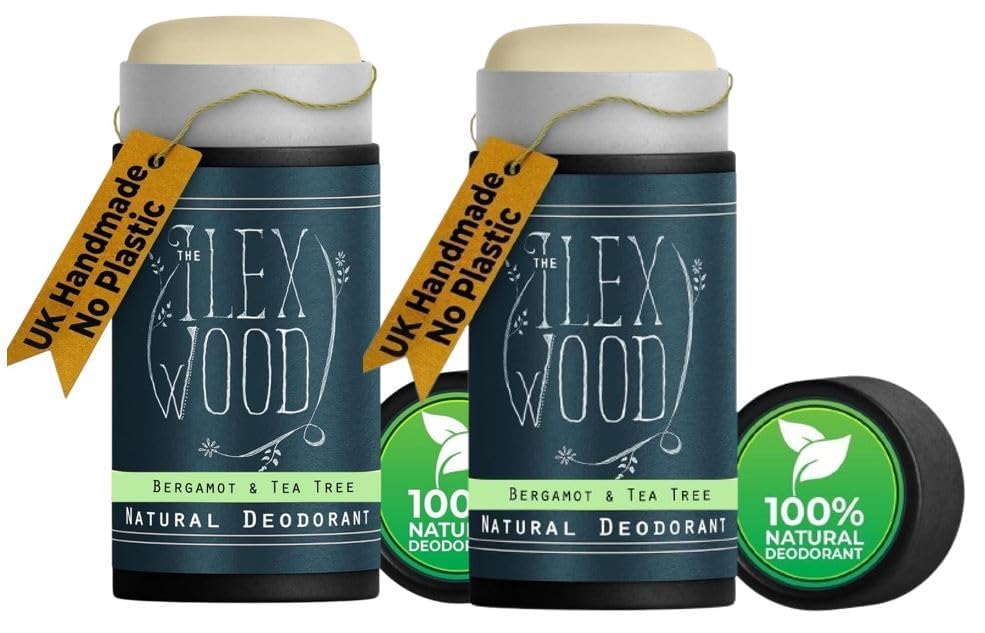 The Ilex Wood Natural Deodorant Stick Pack of 2 (2 x 70ml) ? Handmade in UK, Vegan, Plastic Free, Aluminium Salt & Alcohol Free, Eco Friendly