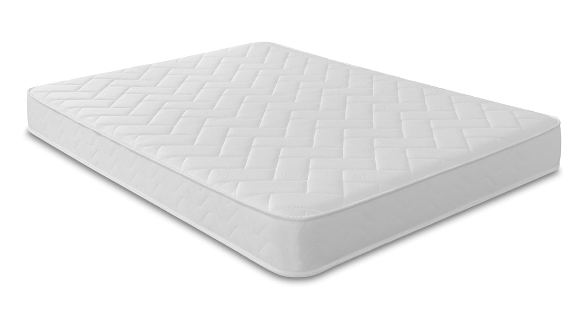 Starlight Beds Quilted Brick Sprung Hybrid Small Double Mattress with Memory Foam Layer. Soft Firmness, White, 18cm Deep. 4ft Mattress (120cm x 190cm)