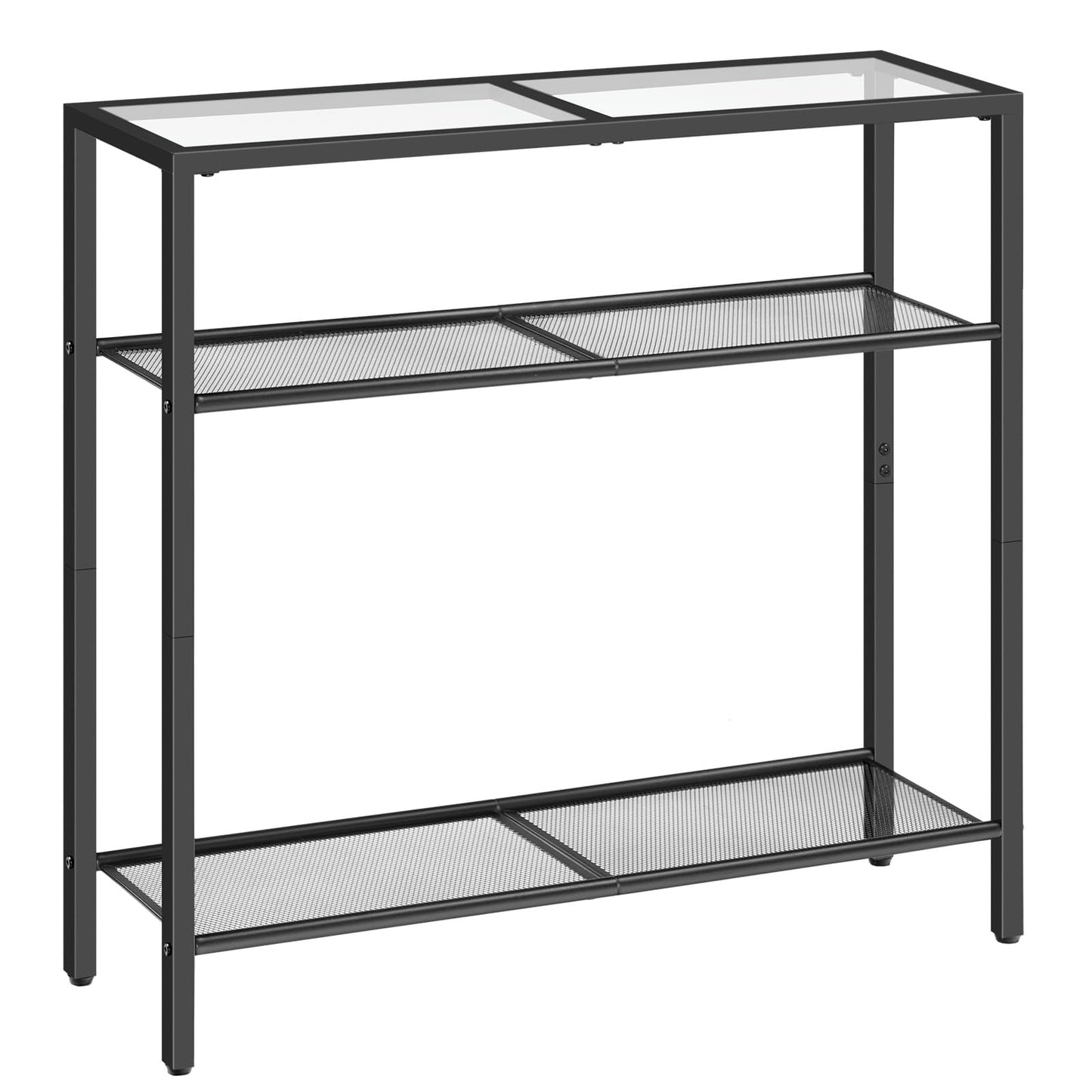 HOOBRO 3-Tier Console Table, Tempered Glass Sofa Table, Narrow Side Table, Modern Hallway Table, for Living Room, Foyer, Hallway, Bedroom