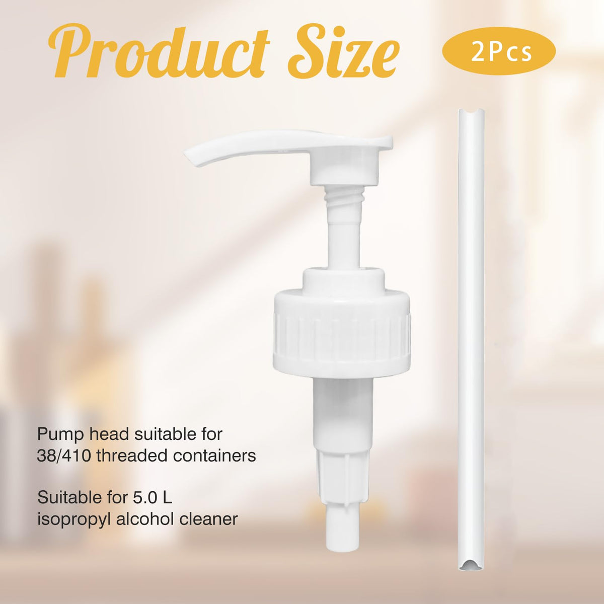 2 Pcs 5L Bottle Pump Dispenser for Isopropyl Alcohol Pump for 5ltr Container Cleaning With Tube 4ml Dose Ideal for Shampoo, Alcohol, Oils, Perfumes