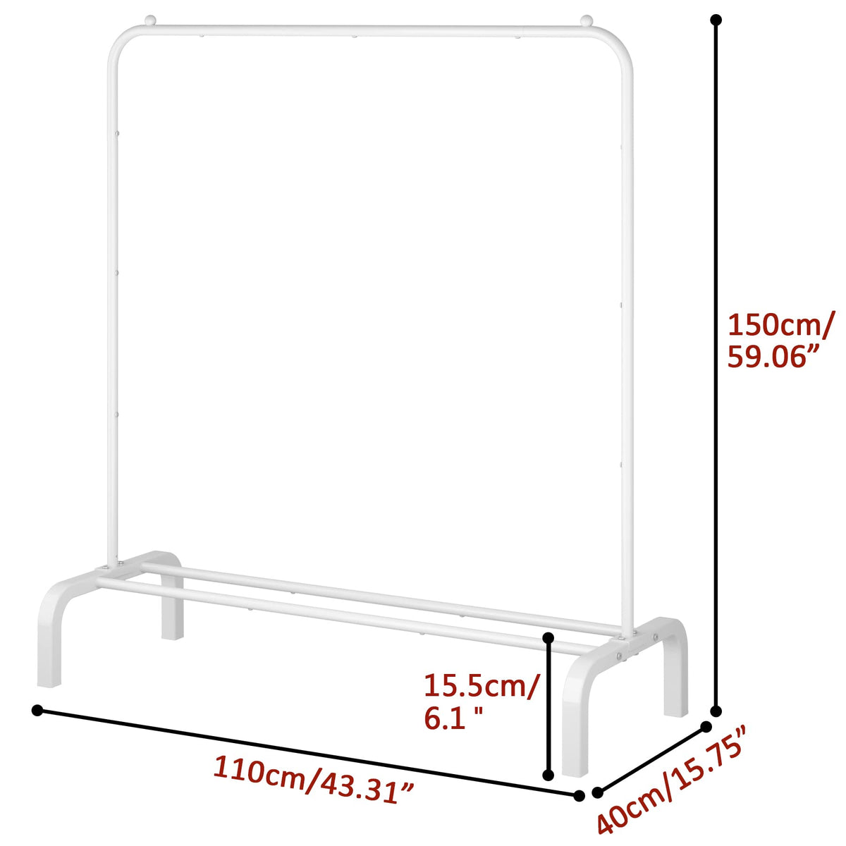 OTROUWORHT BYUAIRY Clothes Rack Metal Clothing Rack with Bottom Shelf Garment Rack for Hanging Clothes Shirts Jeans and Coats White