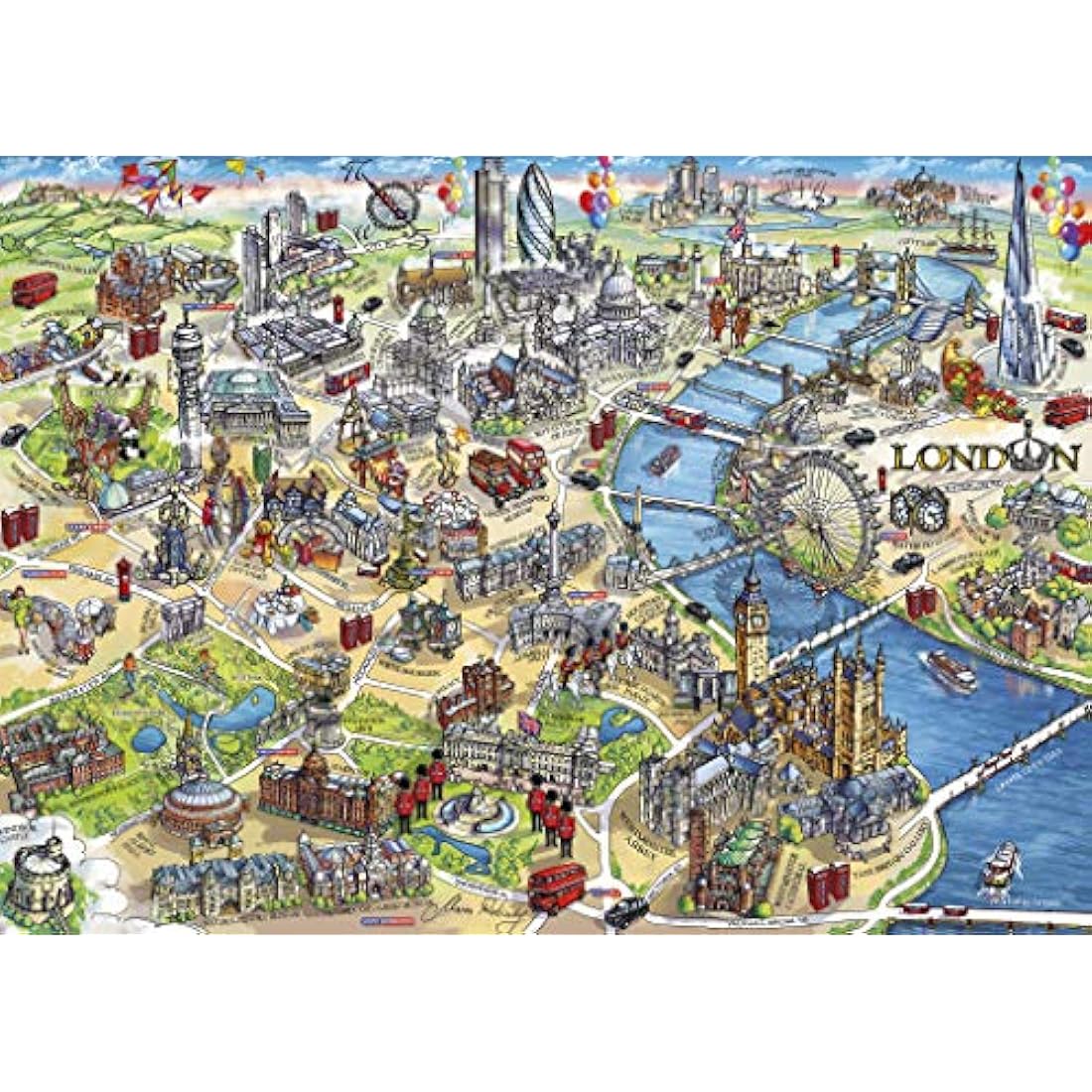 London Landmarks | 1000 Piece Jigsaw Puzzle | London Map Puzzle | Sustainable Puzzle for Adults | Premium 100% Recycled Board | Great Gift for Adults | Gibsons Games