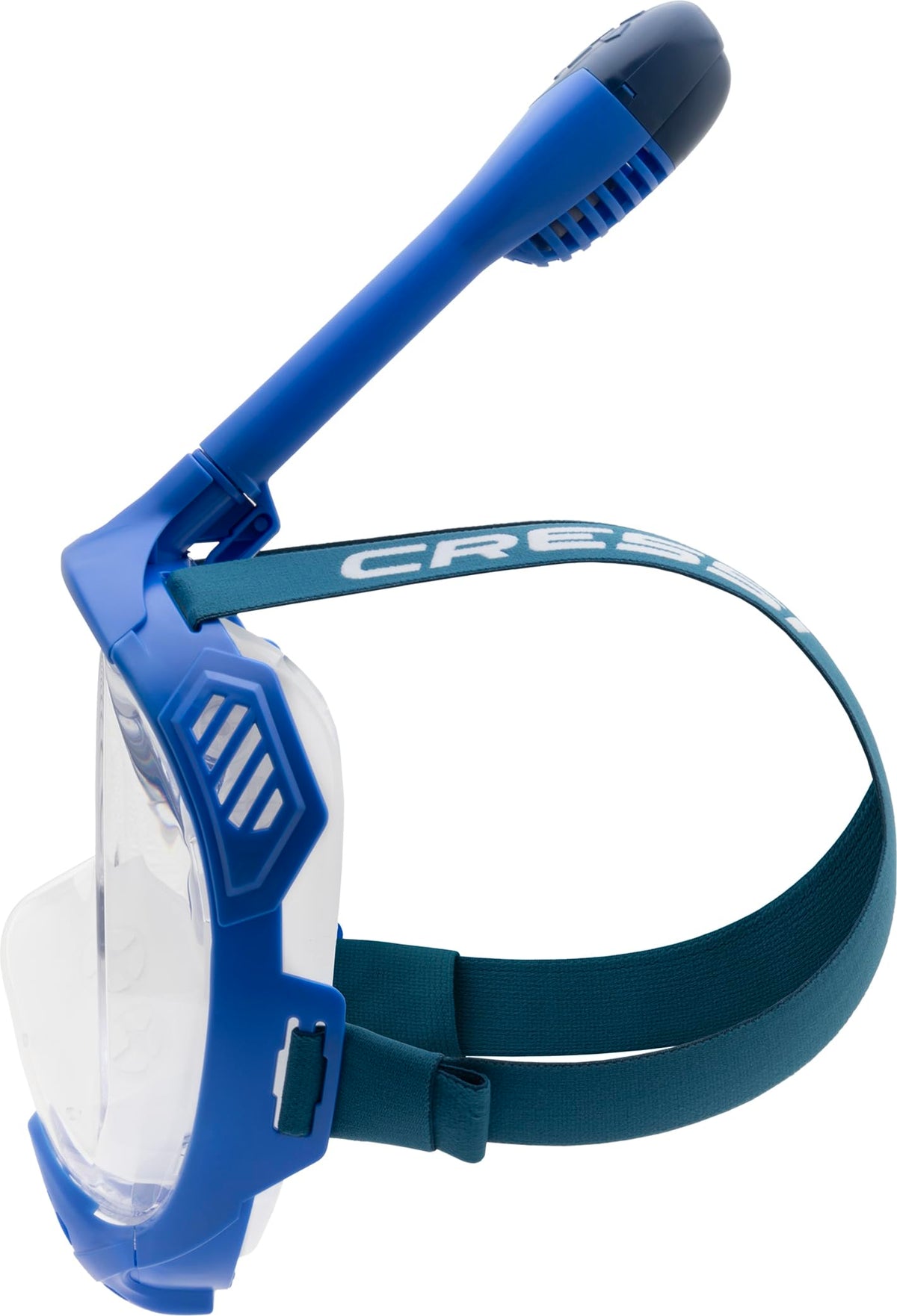 CRESSI Java Full Face Mask Blue/Blue Navy S/M-Unisex Full Face Snorkel Mask, Ultra Clear Anti Fog Lens, 100% Silicone, Snorkel Dry with Safety Valves,