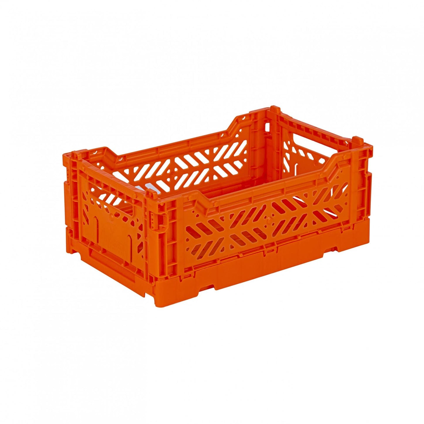 AYKASA Folding Crate, Sturdy Folding Box, Plastic, Stackable, Orange, Mini (27 x 17 x 11 cm)