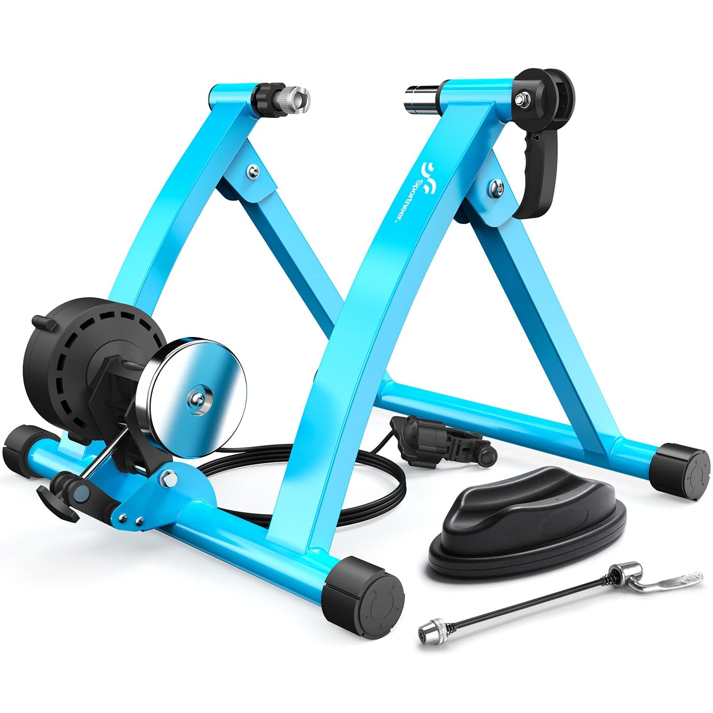 Sportneer Turbo Trainer, Bike Trainer with 6 Resistance Settings for Indoor Bike Trainer Stand Steel Bicycle Exercise Magnetic Stand with Noise