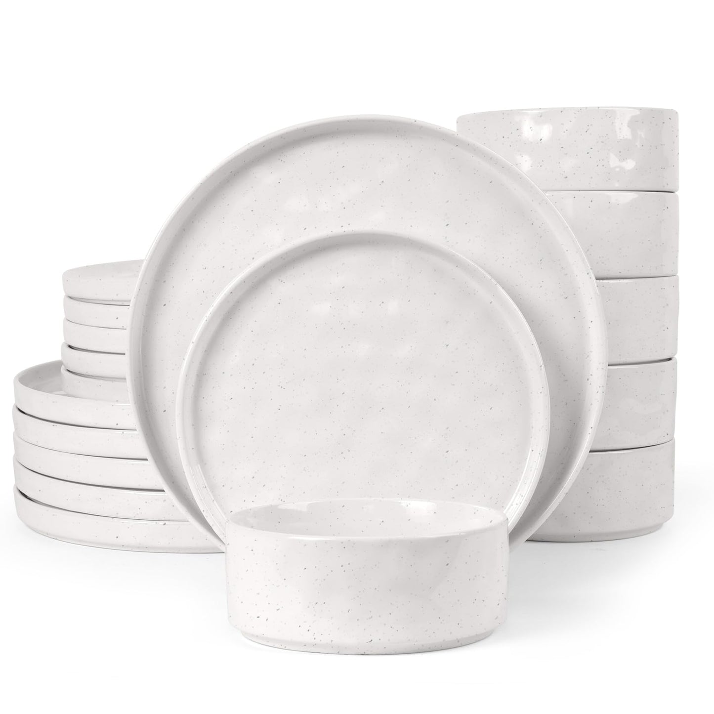 Homikit Dinner Sets for 6 People, 18-Piece Reactive Glaze Plates and Bowls Set, Elegant Dinnerware Stoneware for Kitchen, Healthy & Scratch Resistant,