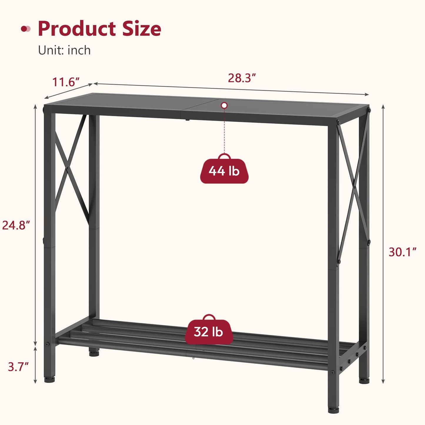 Tajsoon Small Entryway Table, 2-Tier Narrow Consle Table for Entryway, Small Hallway Table with Storage Shelves, Thin Sofa Table for Hallway