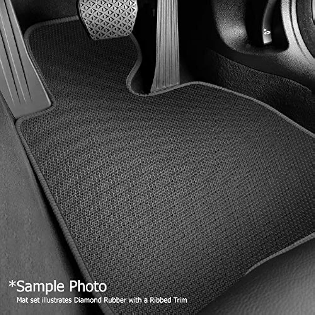 Rubber Car Mats FOR Volvo XC40 2018+ automatic Luxury Diamond Rubber - Green Ribbed Trim [DIAMRUB-2251]