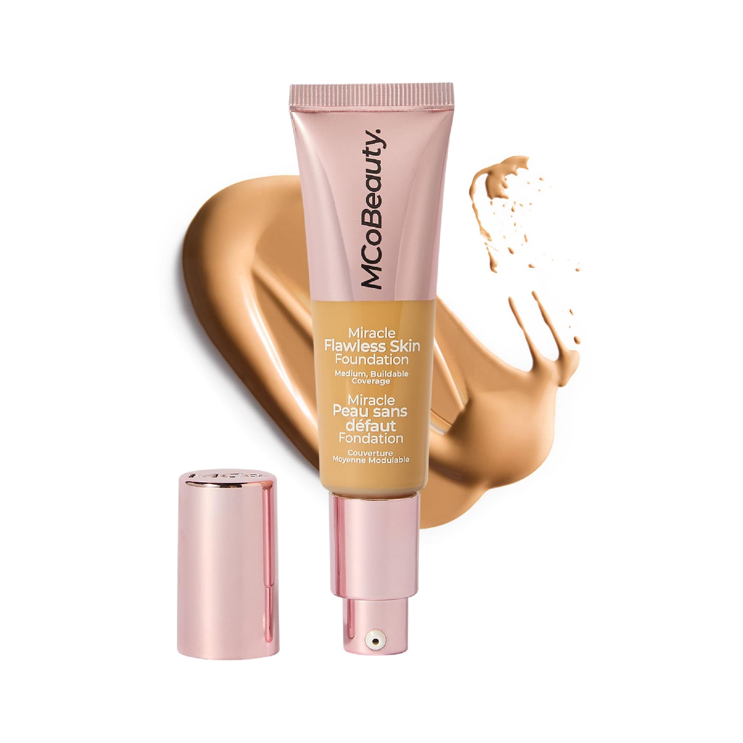 MCoBeauty - Miracle Flawless Skin Liquid Foundation - Soft Honey Shade - Buildable Dewy-Finish Formula with Hyaluronic Acid, Coconut Water and Rose