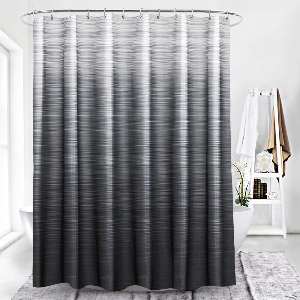 SPXUBZ Black Grey Shower Curtain for Bathroom Modern Ombre Decor Bath Curtains Set with 12 Hooks Minimalist Natural Art Waterproof Shower Curtain Fit
