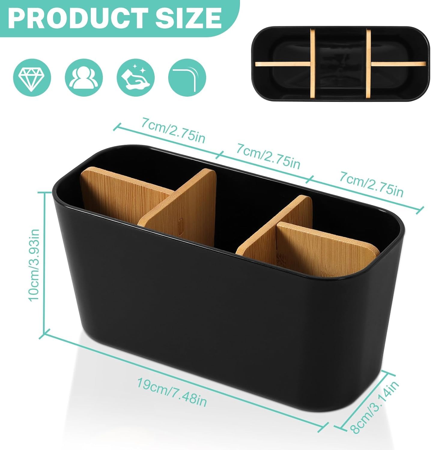 Bingobang Toothbrush Holder for Bathroom, Bamboo Electric Toothbrush and Toothpaste Holder with 5 Storage Slots