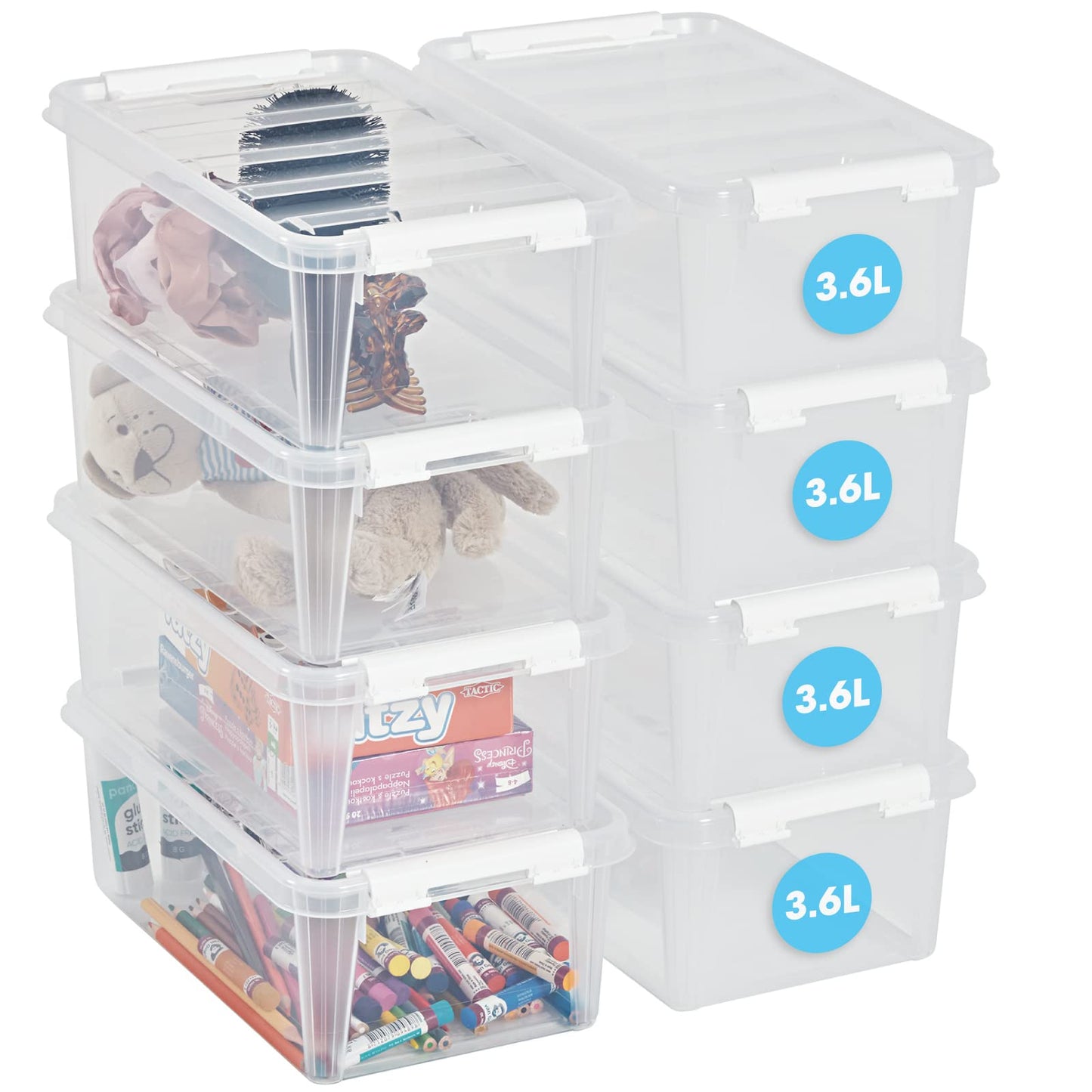 SmartStore 3.6L Small Plastic Storage Boxes With Lids - Set of 8 - Transparent - Stackable And Nestable - 10 Year Guarantee- Food Safe And BPA Free