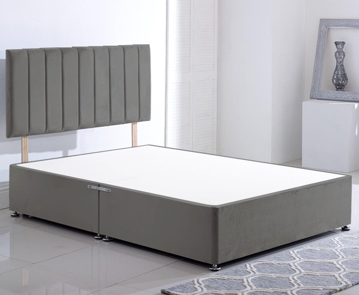 ComfoRest - Modern 4FT Small Double Divan Bed, NO DRAWER | Minimalist Frame for Compact Spaces | Reliable Design for Versatile Living Solutions (Grey
