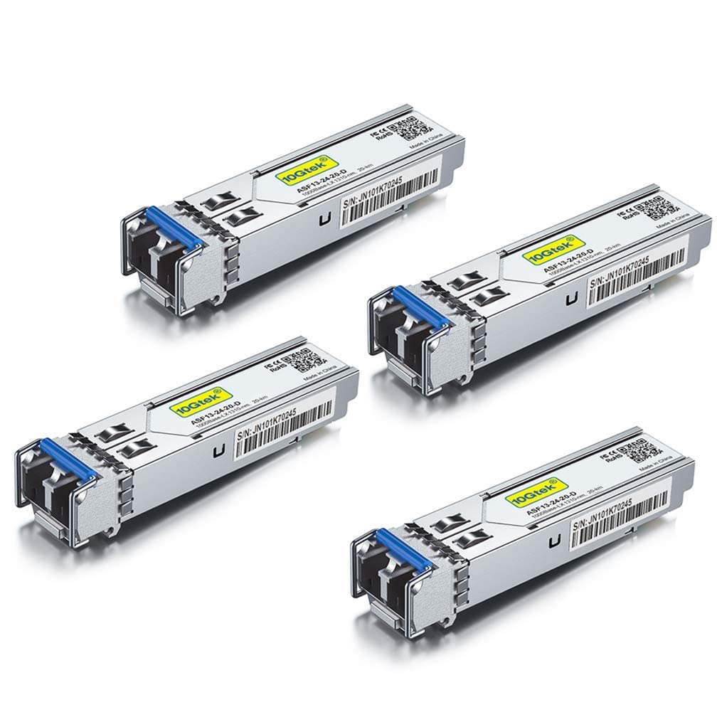 [4 Pack] 1G SFP LX LC Singlemode Module 10km, 1000Base-LX Mini-Gbic Transceiver Compatible for Cisco GLC-LH-SMD, Meraki, Ubiquiti UniFi UF-SM-1G,