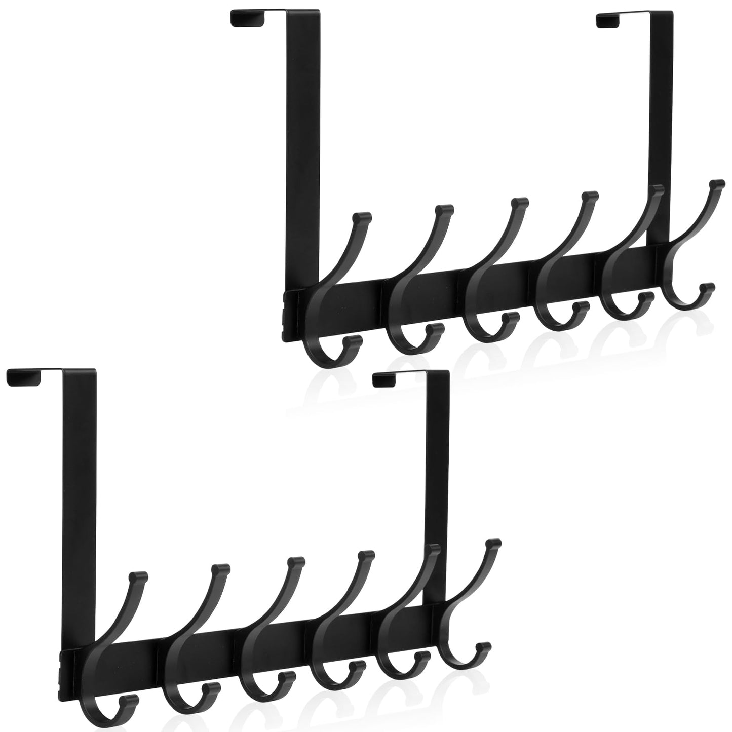 Optish Over The Door Hooks, Door Hanger Hook, Over The Doors Towel Rack for Bathroom, Doors Towel Hanger for Hanging Coats Hats (2Pack,Black)