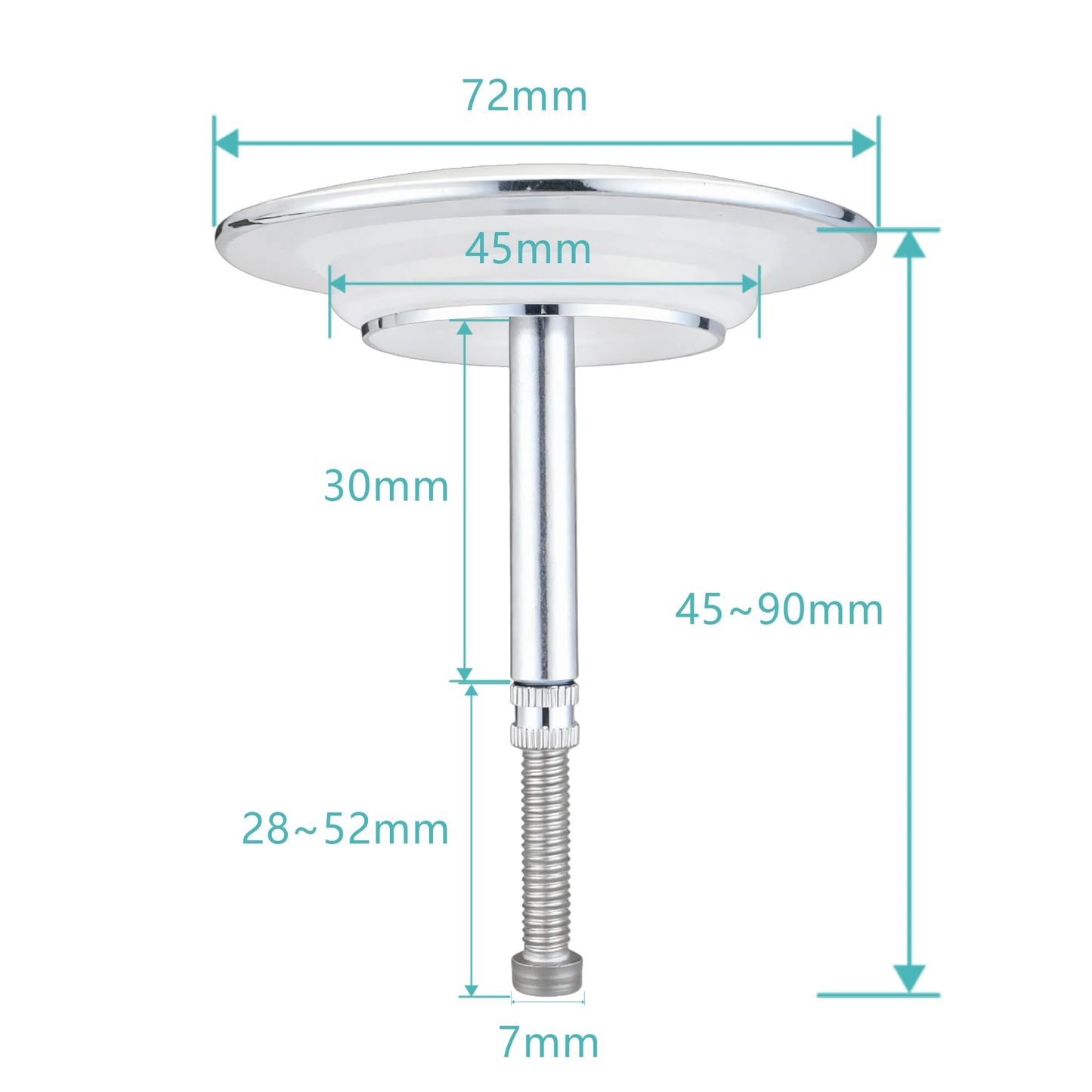 72mm Pop up Bath Plug Replacement with Double-Layer Sealing Ring