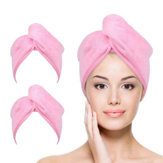 YoulerTex Microfiber Hair Towel Wrap for Women, 2 Pack 10 inch X 26 inch, Super Absorbent Quick Dry Hair Turban For Drying Curly, Long & Thick Hair