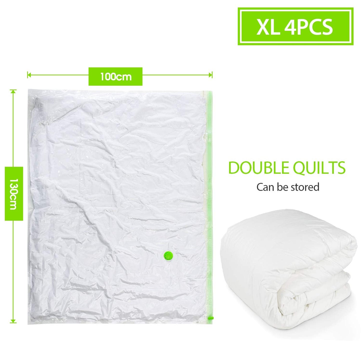 Opaza Extra Large 4 Packs Vacuum Storage Bags, Jumbo [130 x 100 cm] Airtight Space Saver Compression Bags XXL for Clothes,Duvets,Bedding