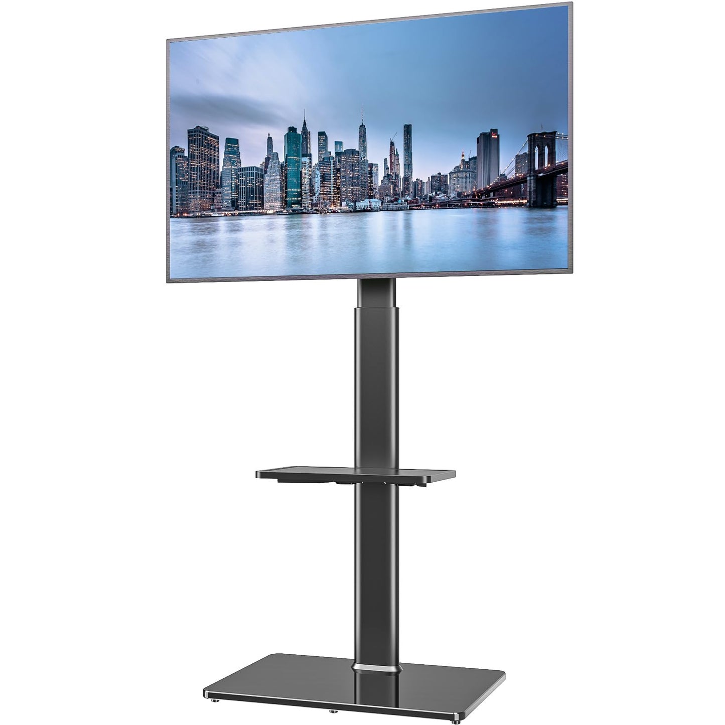 Universal Floor TV Stand with Swivel Mount for 19 to 42 inch LCD LED TV, 2 Shelves Black HT2001BP