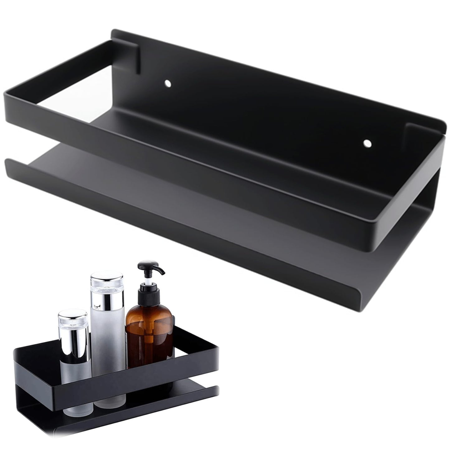 AIWMQYYF Wall Mounted Shower Storage Rack, Black Shower Caddy Wall Mounted Bathroom Shower Caddy Hanging, Stainless Steel No Punching Required Over