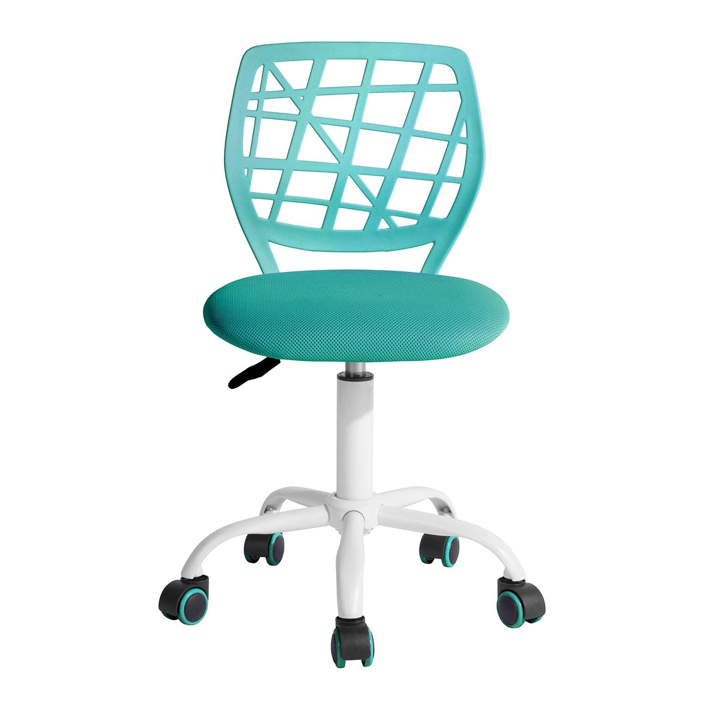 Homy Casa Desk Chair Linen Fabric Seat Ergonomic Swivel Task Chair without Armrest Adjustable Height Office Chair Home Office for Kids Teens, Aqua I