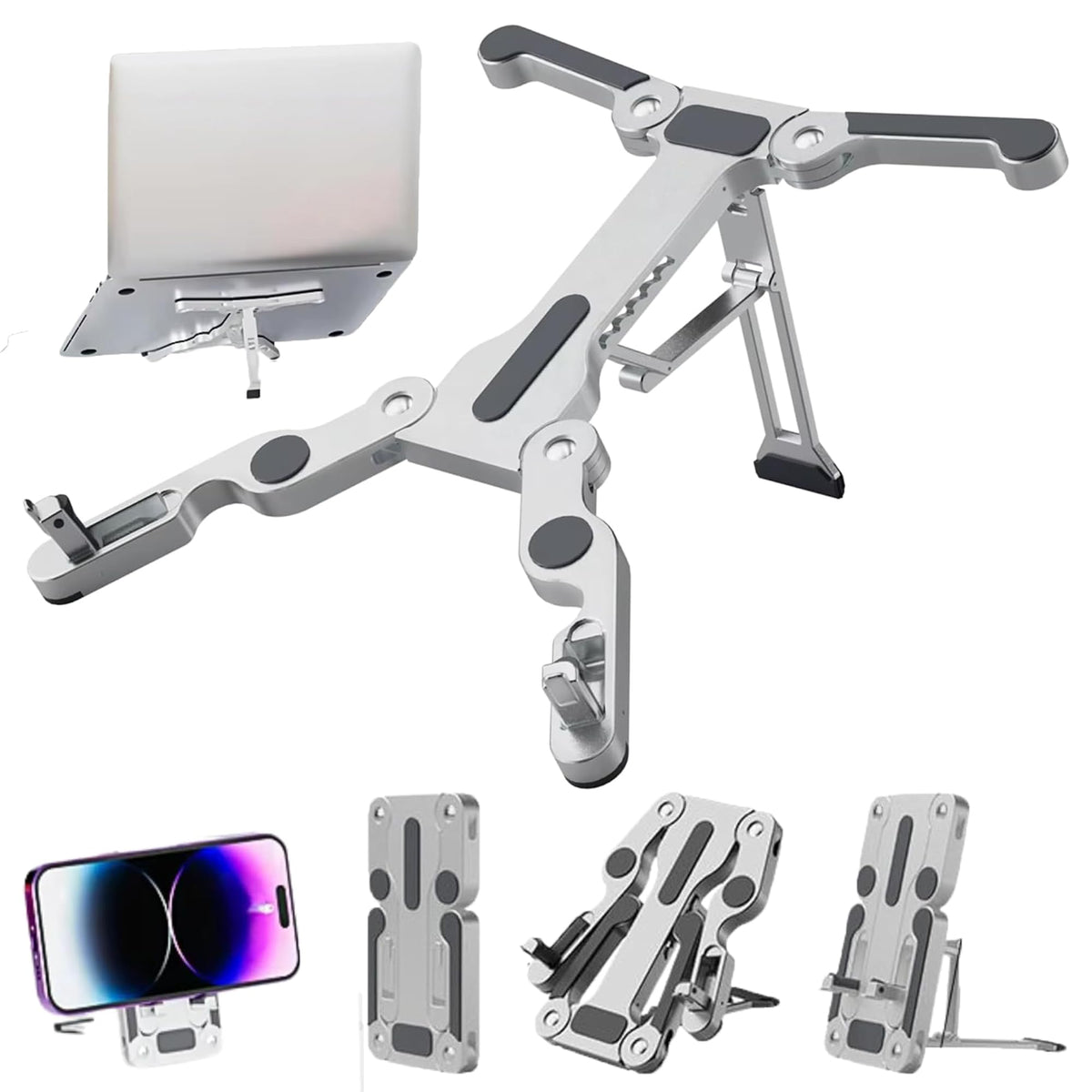 ARQIZ Laptop Stand for Desk Lightweight Aluminum Alloy Notebook Riser with Phone Holder, Portable Foldable & Extendable Stand for Laptop