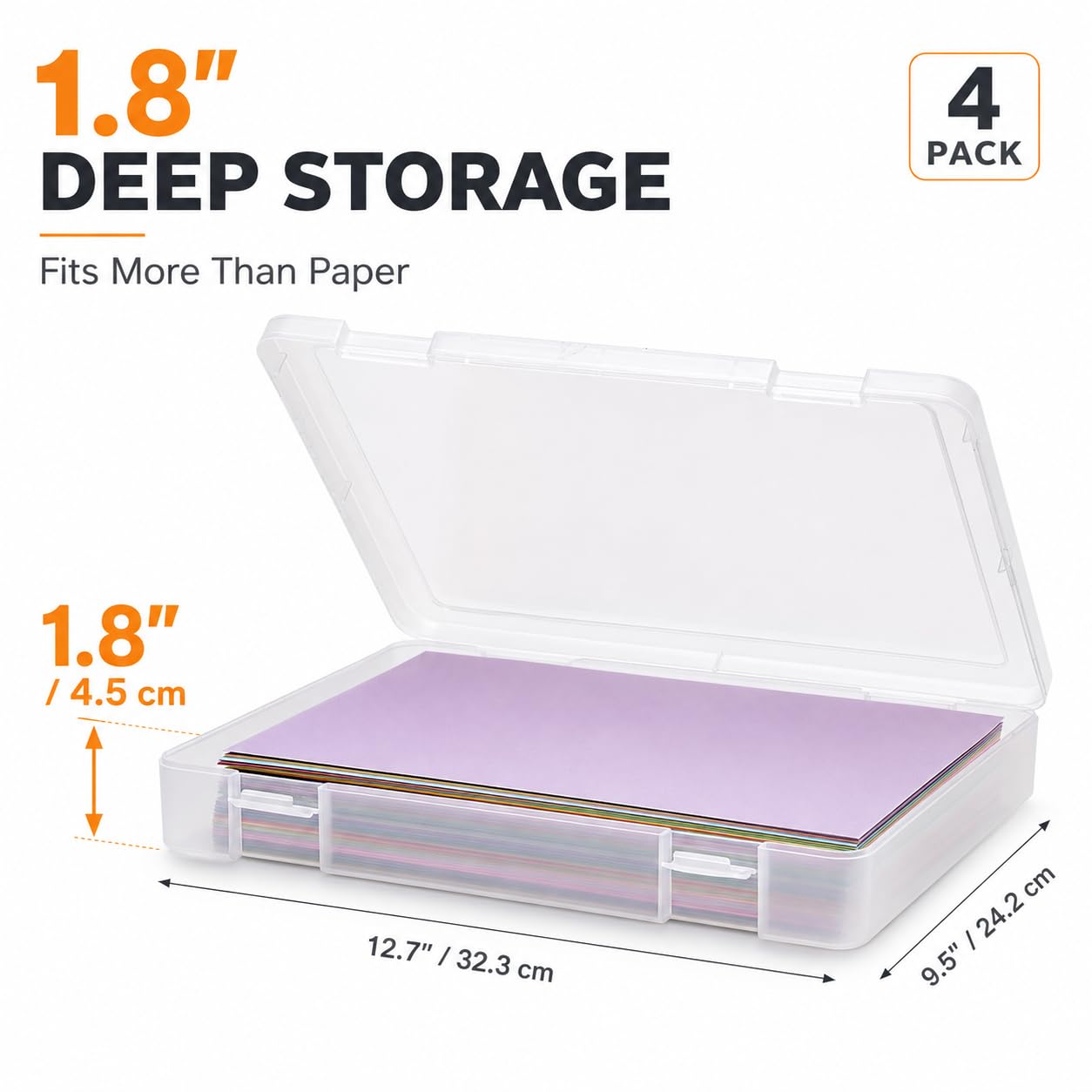 CraftGenes A4 Storage Boxes with Lids, 4 Pack