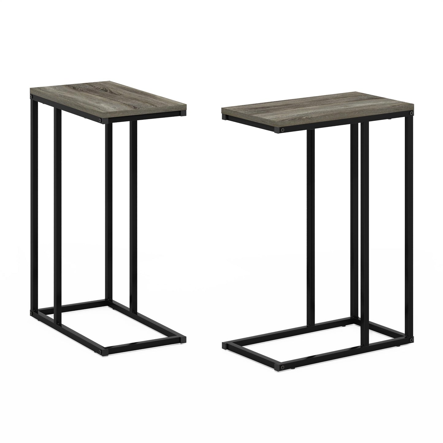 Furinno CAMNUS Side Table Set of 2, C-shape Sofa End Table for Couch, Metal Frame Night Stand, Bedside Table, for Living Room, Bedroom