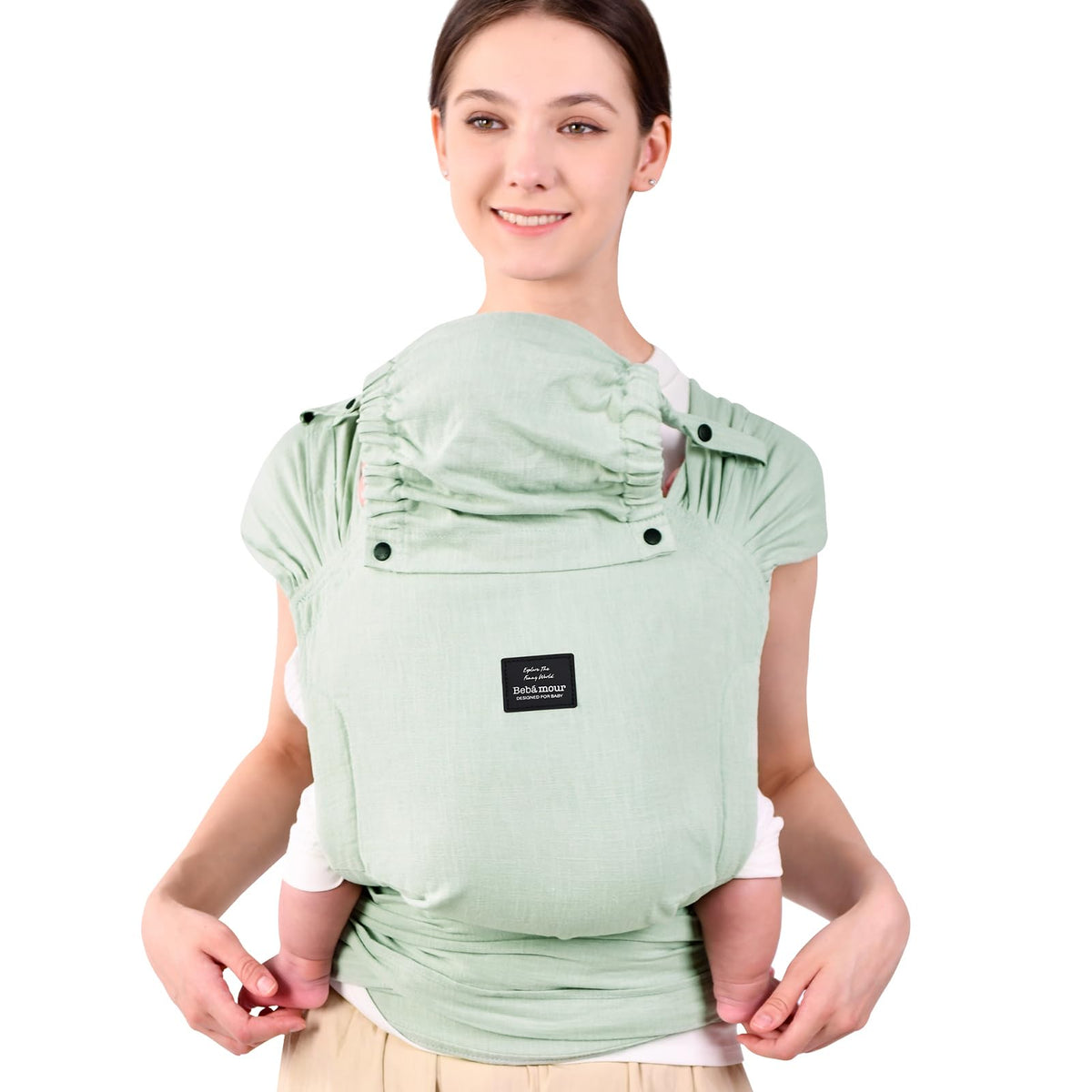 Bebamour Baby Carrier Newborn Ajustable One Size Baby Carriers Easy to Wear, Green
