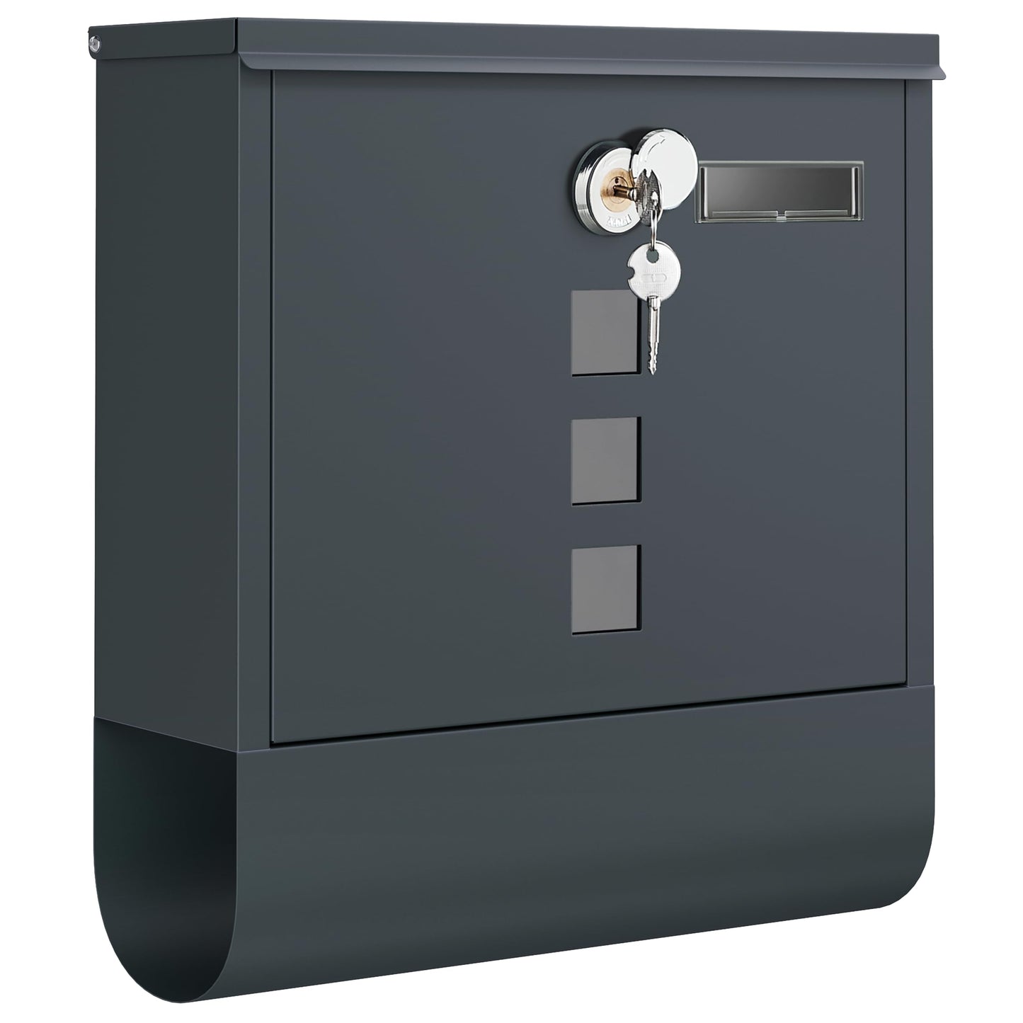 SONGMICS GMB20AG Wall-Mounted Post Box with Lock with Rotating Lid, Viewing Window, Name Holder, Newspaper Compartment, Easy Assembly, 10 x 30.8 x