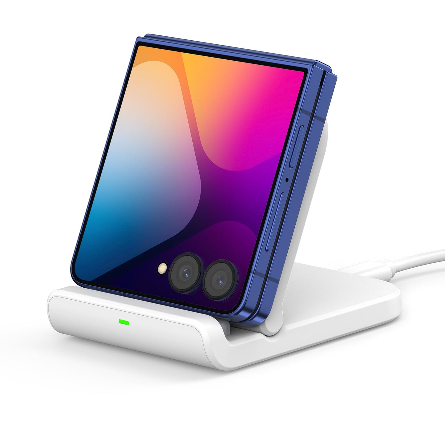 Wireless Charger for Samsung Galaxy Z Flip 7/7 FE/6/5/4/3, Foldable Phone Charger Stand for Samsung Z Flip/Moto Razr60, SwanScout 501S (White)