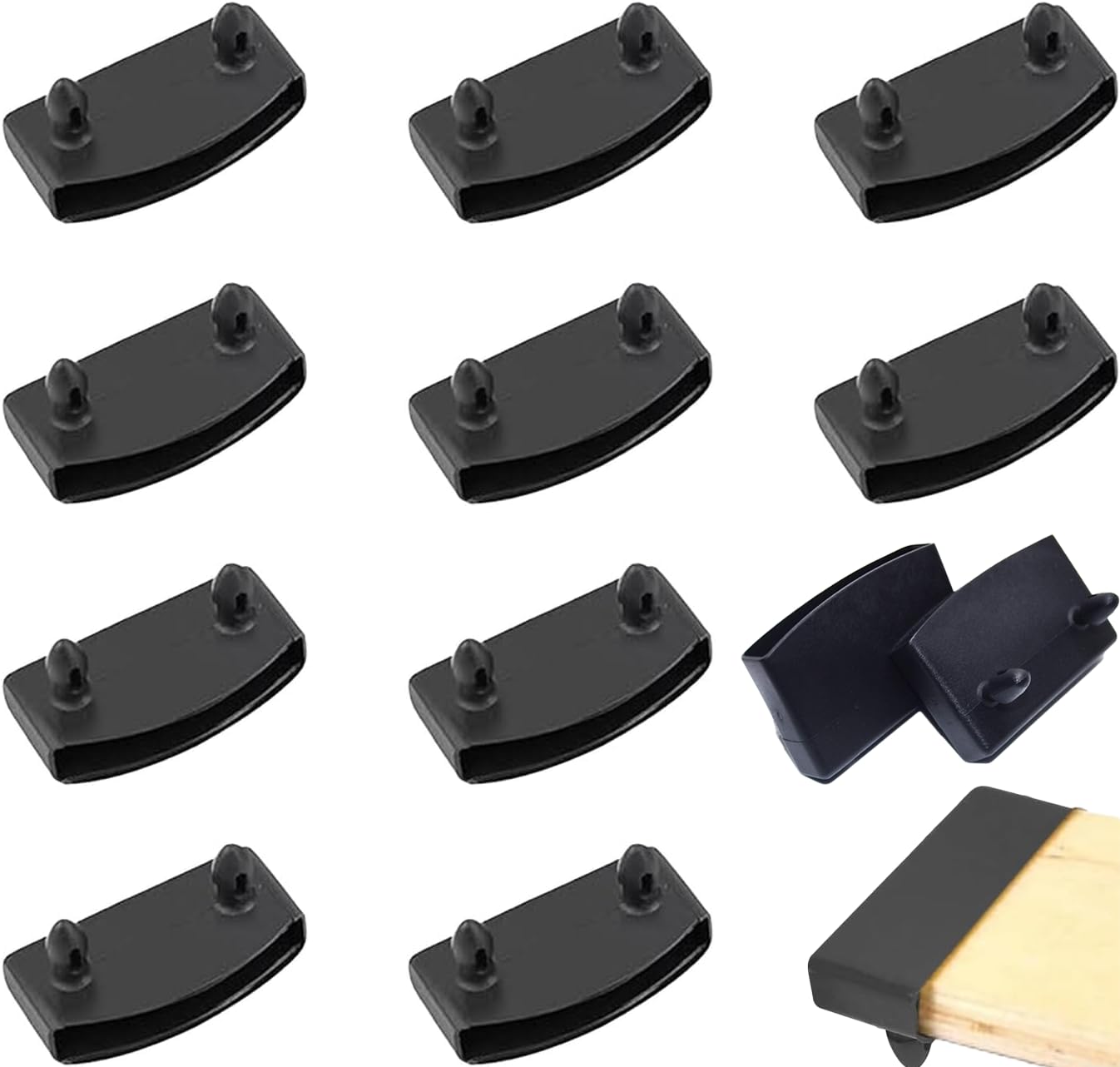 HANZMQIYJJ Bed Slat Holders, 50mm Bed Slat Caps, Side Slat Holders Replacement for Single Double, King, Queen Size Beds- Plastic Replacement (Black)