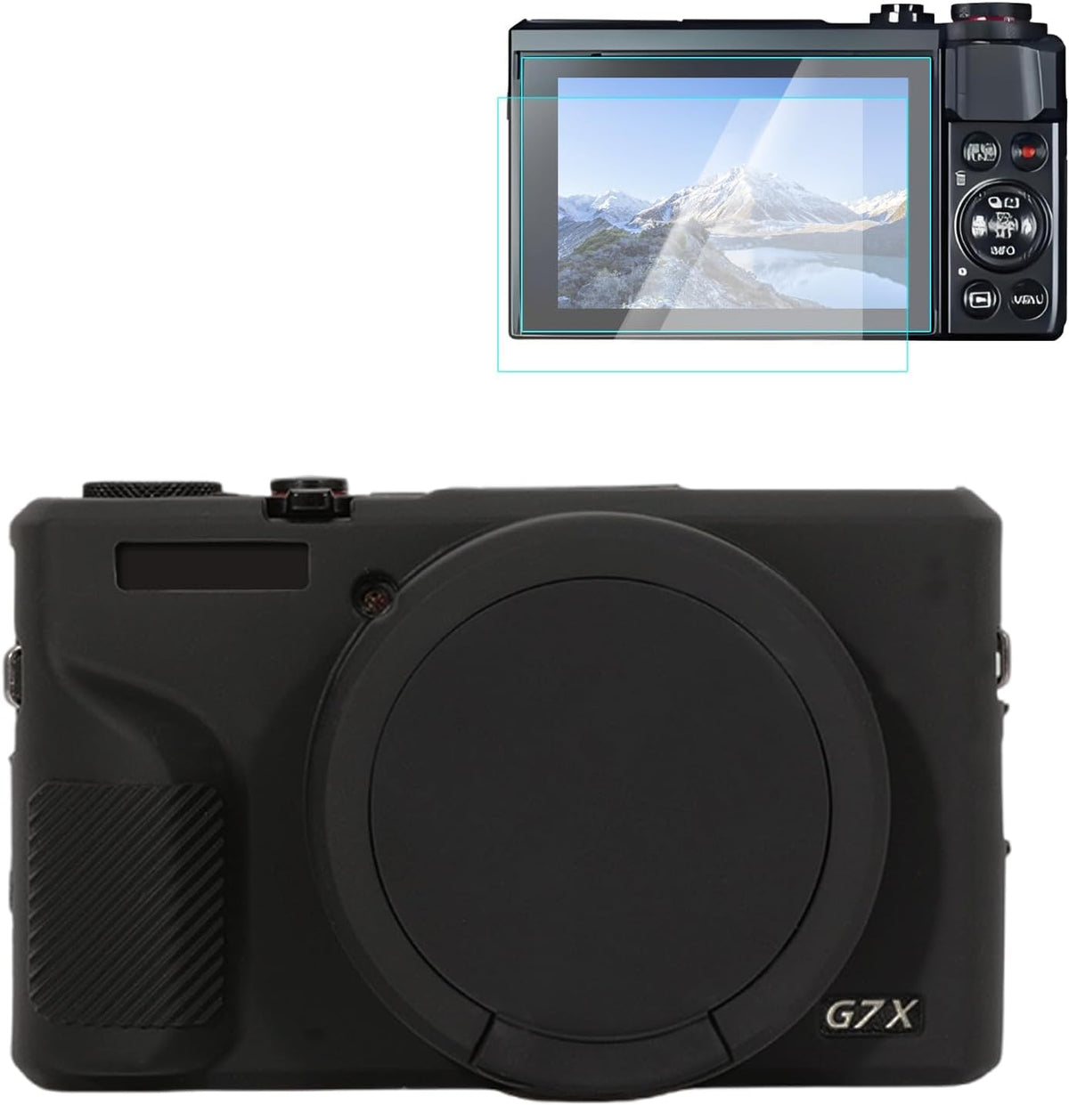 Rieibi Silicone Case for Canon G7X Mark III Case, G7X Mark III Accessories with 2 Pcs Screen Protective Film,Detachable Lens Cover for Canon G7X Mark
