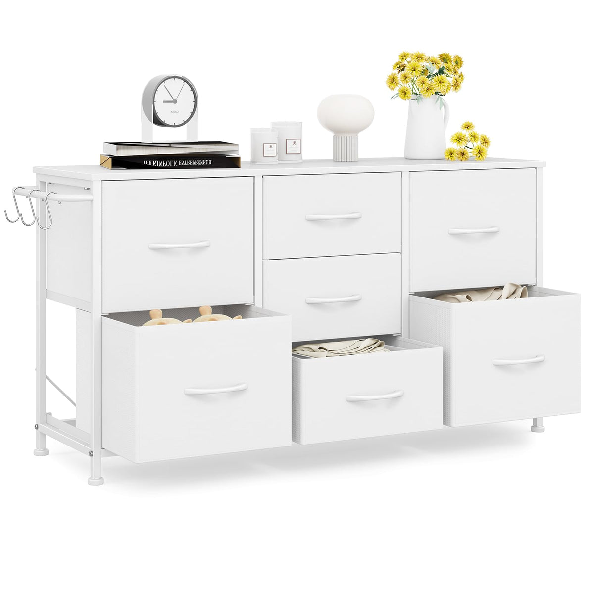 Modern Chest of Drawers 7-Drawer Storage Unit Bedroom White(100x30x55cm)