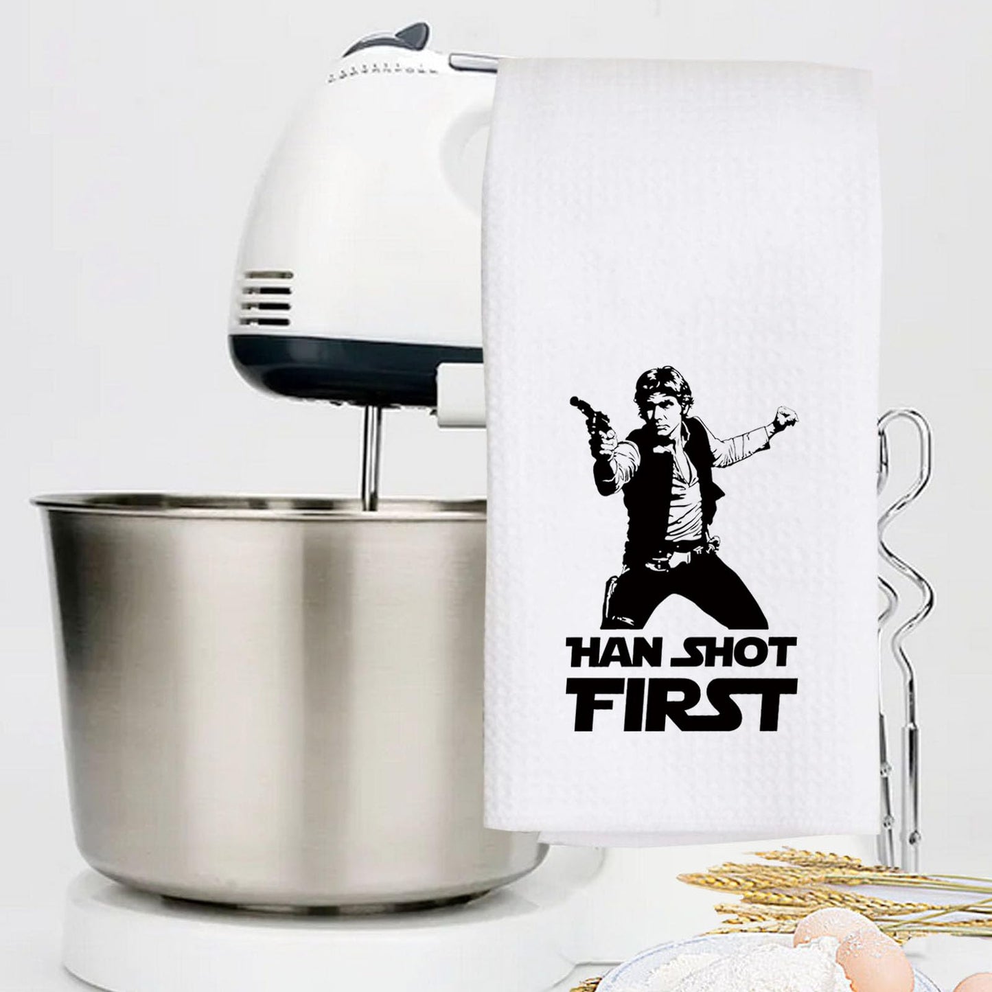 LEVLO Han Kitchen Towel Star Movie Fans Gift Han Shot First Tea Towel Han Merchandise (Han Shot First Towel)
