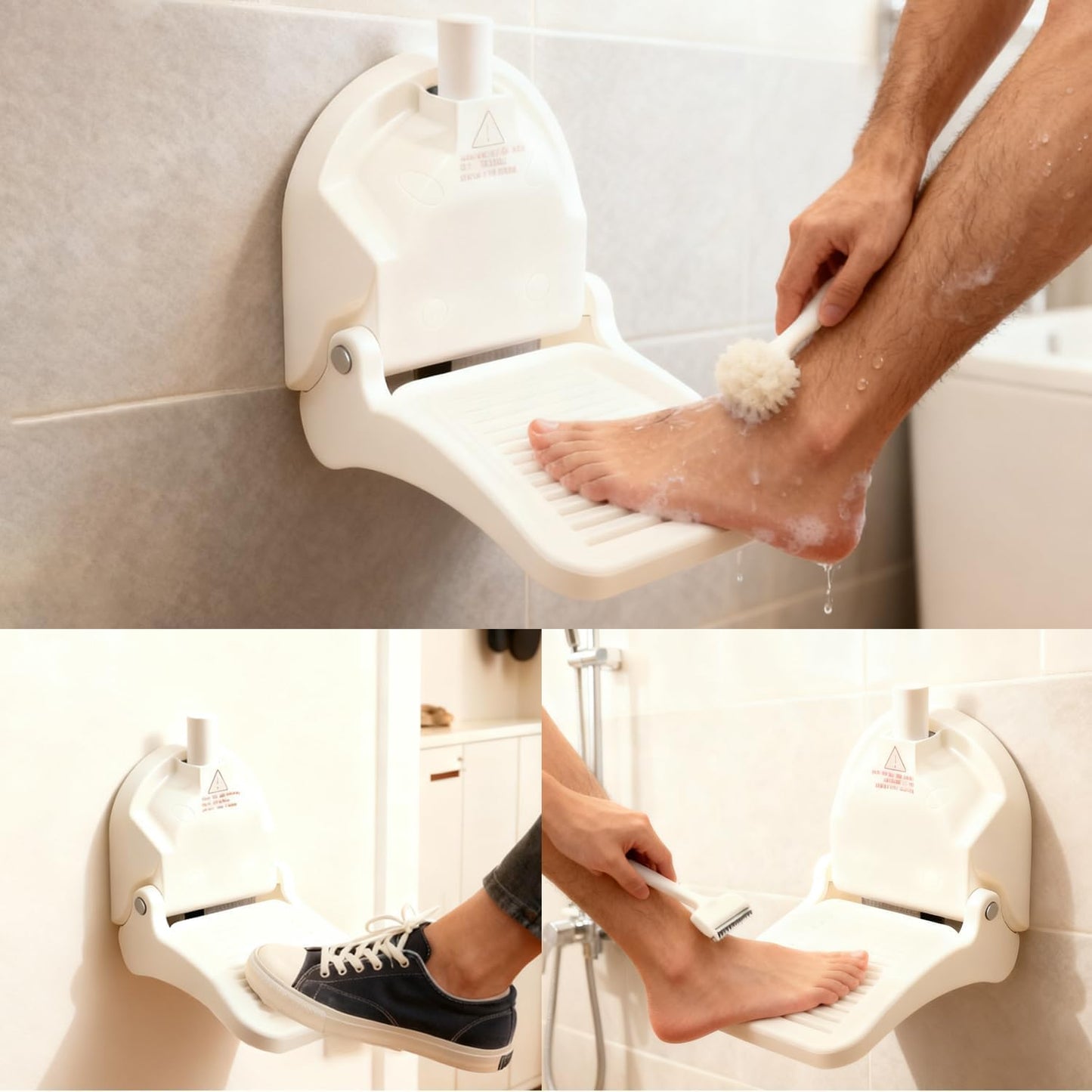 Shower Foot Rest for Shaving Legs, Foldable Step Foot Rest to Shave Legs