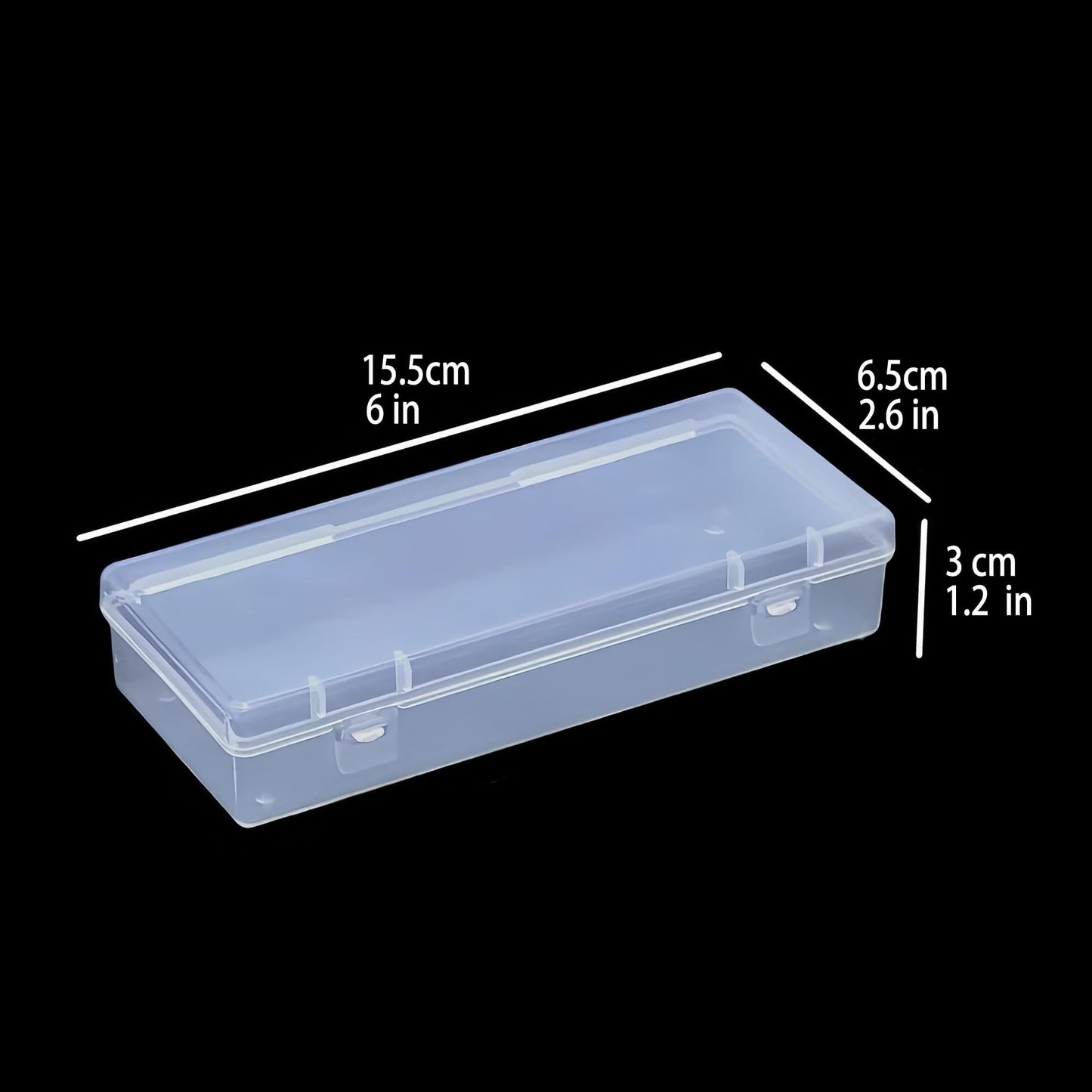 Forever bene 6 Long Plastic Storage Boxes with Lids, 6 Pieces, Clear, each piece measures 15,5 × 6,5 × 3 cm