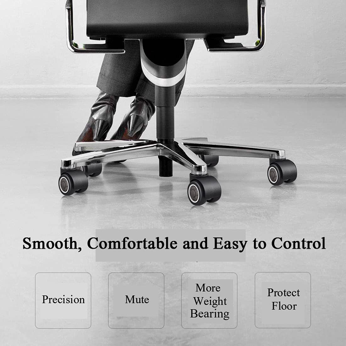 Office Chair Wheels,Rubber Tire Widened Design Protecting Floors Set of 5