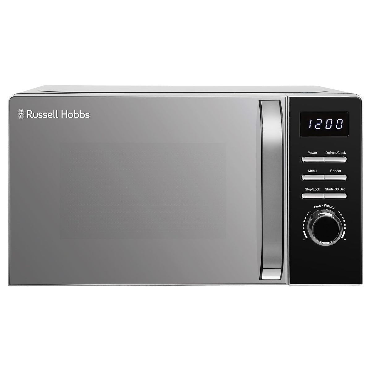 Russell Hobbs Black Digital Microwave 20 Litre 800W Solo Digital with 5 Power Levels, Defrost Function & Easy Clean, 60 Minute Timer, 8 Auto-Cook