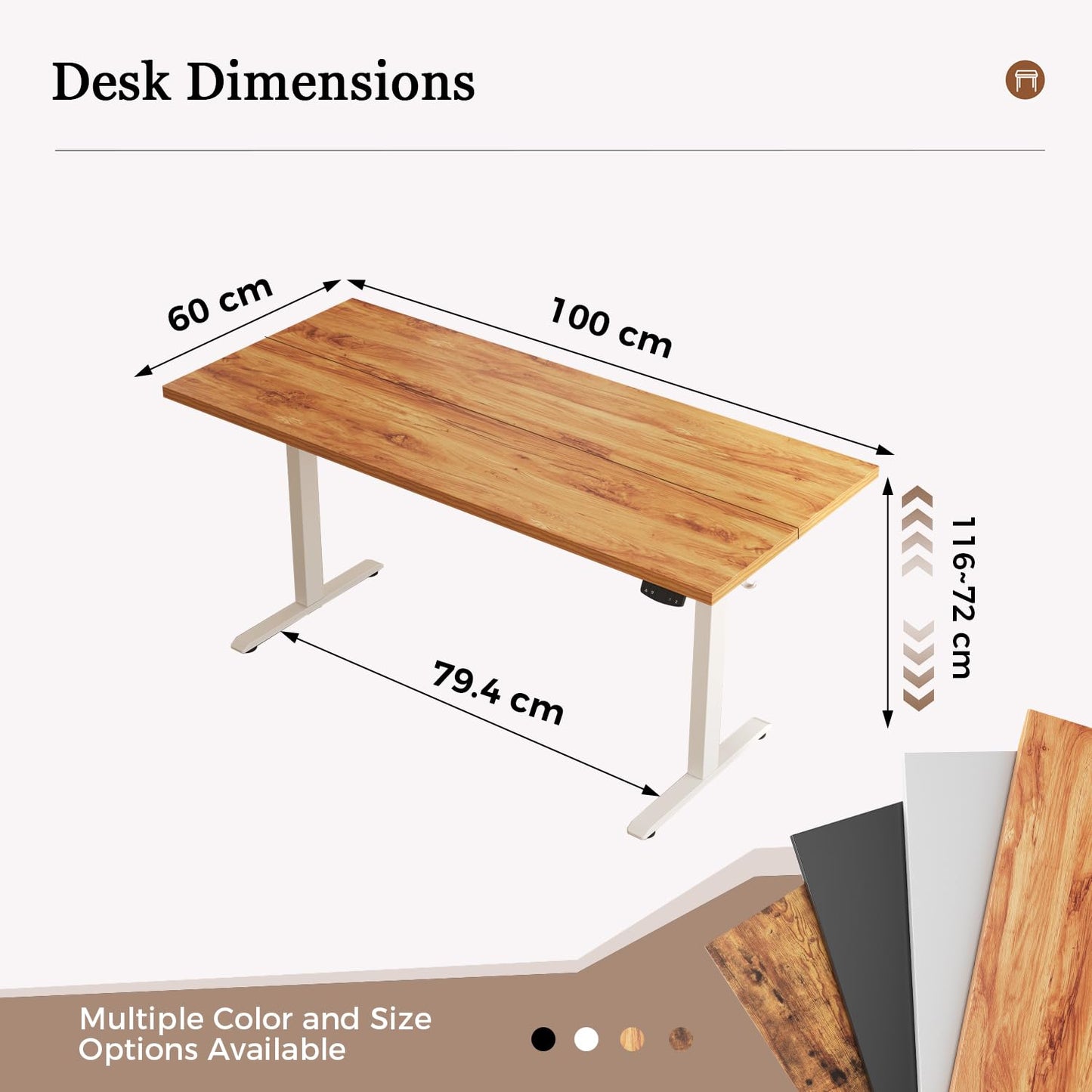 Klicelor Electric Standing Desk, 2 Memory Buttons for stand & sit, 100x60