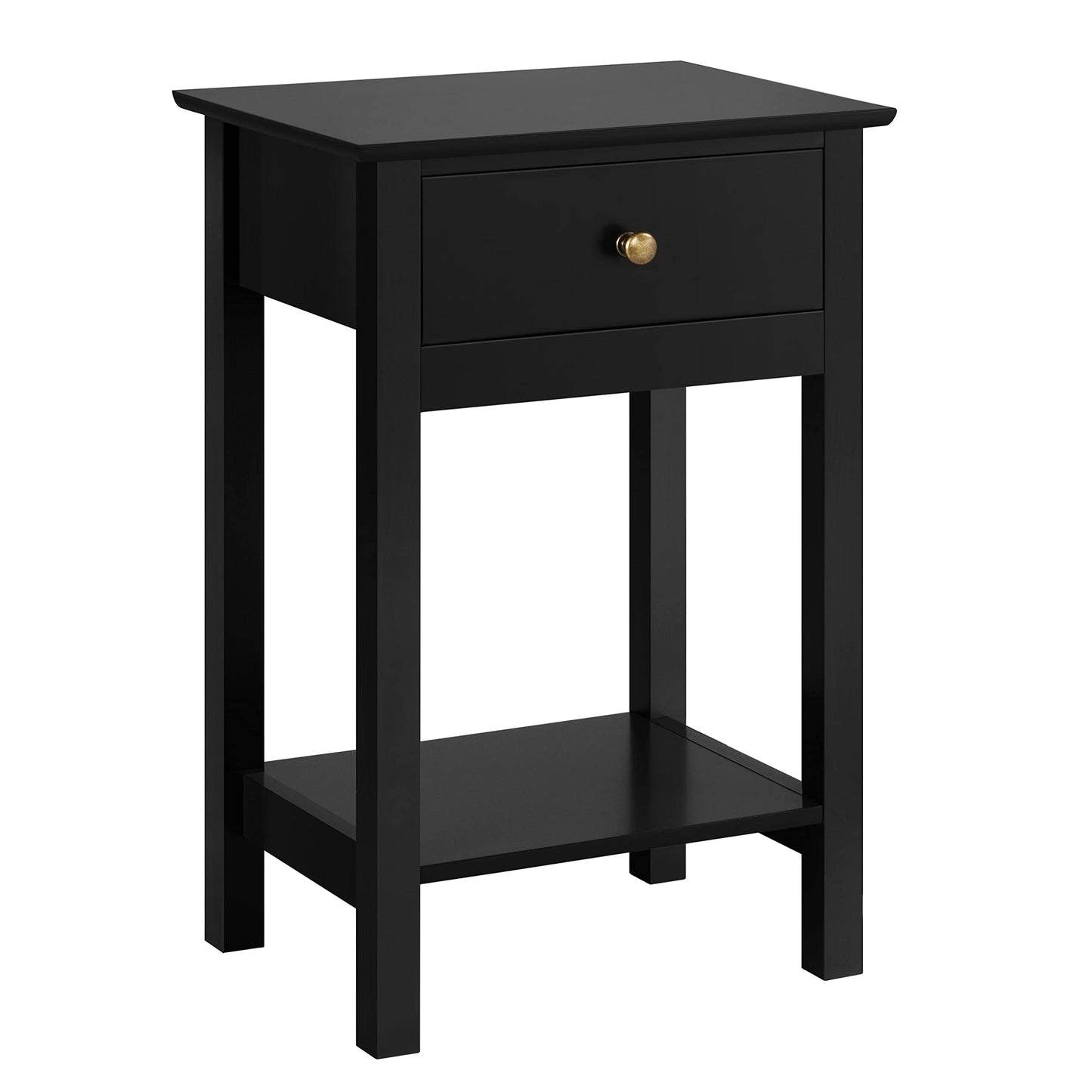 Yaheetech Bedside Table with Drawer and Open Shelf, Black