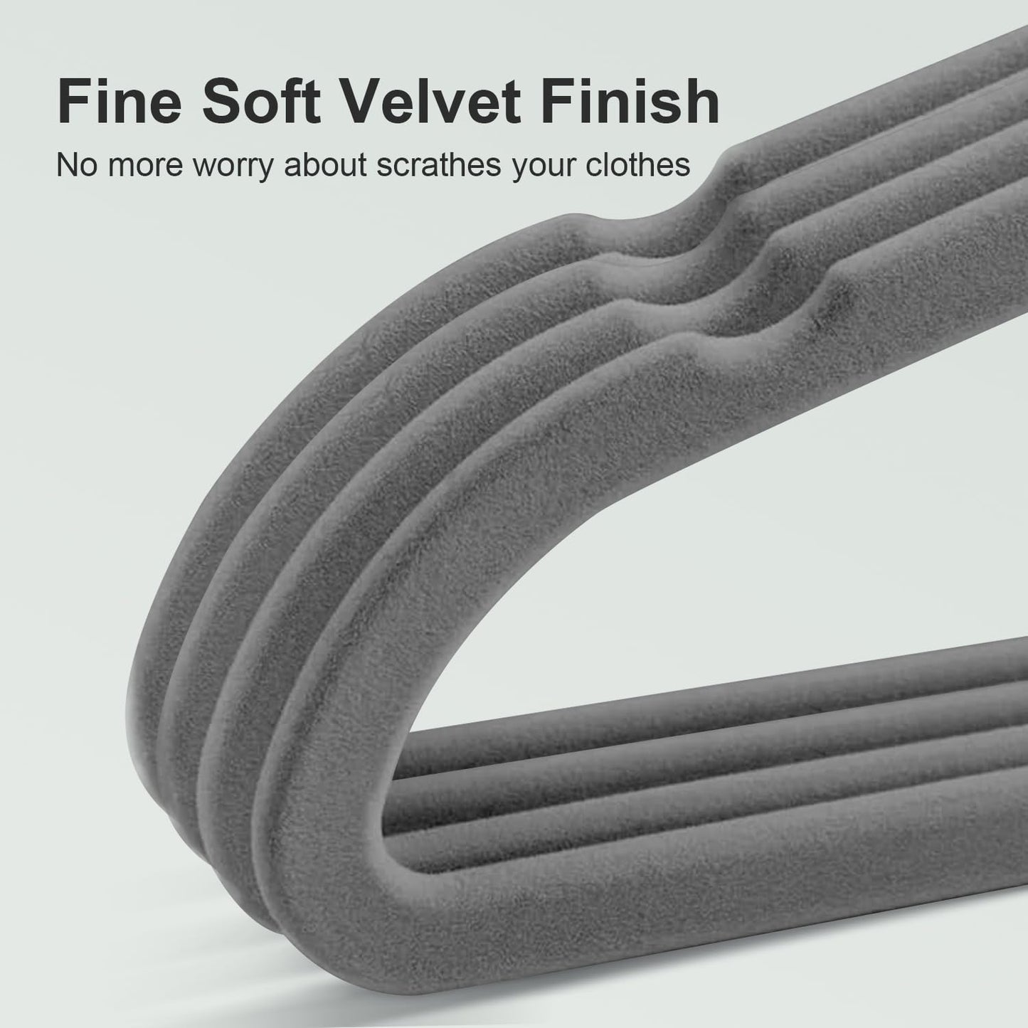 Wellong Kids Velvet Hangers Non-Slip Space Saving Swivel Hook 32 Pack Gray