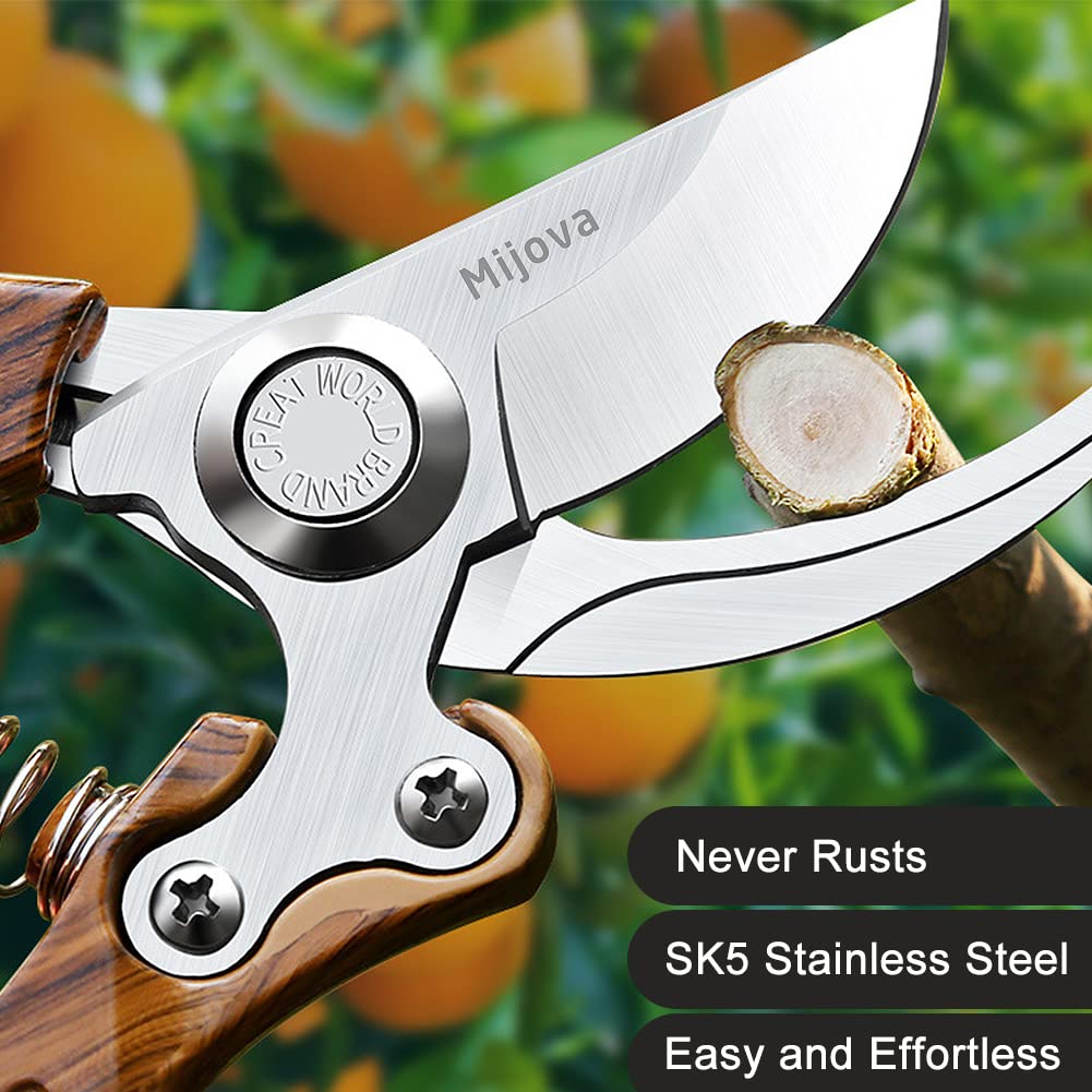 Secateurs, Pruning Shears for Gardening Heavy Duty with Rust Proof Stainless Steel Blades, Best Hand Pruners Garden Shears Ergonomic Gardening Tools
