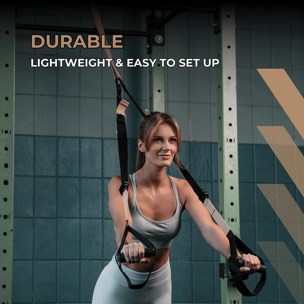 THYSOL Suspension Trainer Pro Xtreme Straps | Sling Trainer Set with Adjustable Door Anchor | Fitness Home Workouts - Suitable for Travelling & for