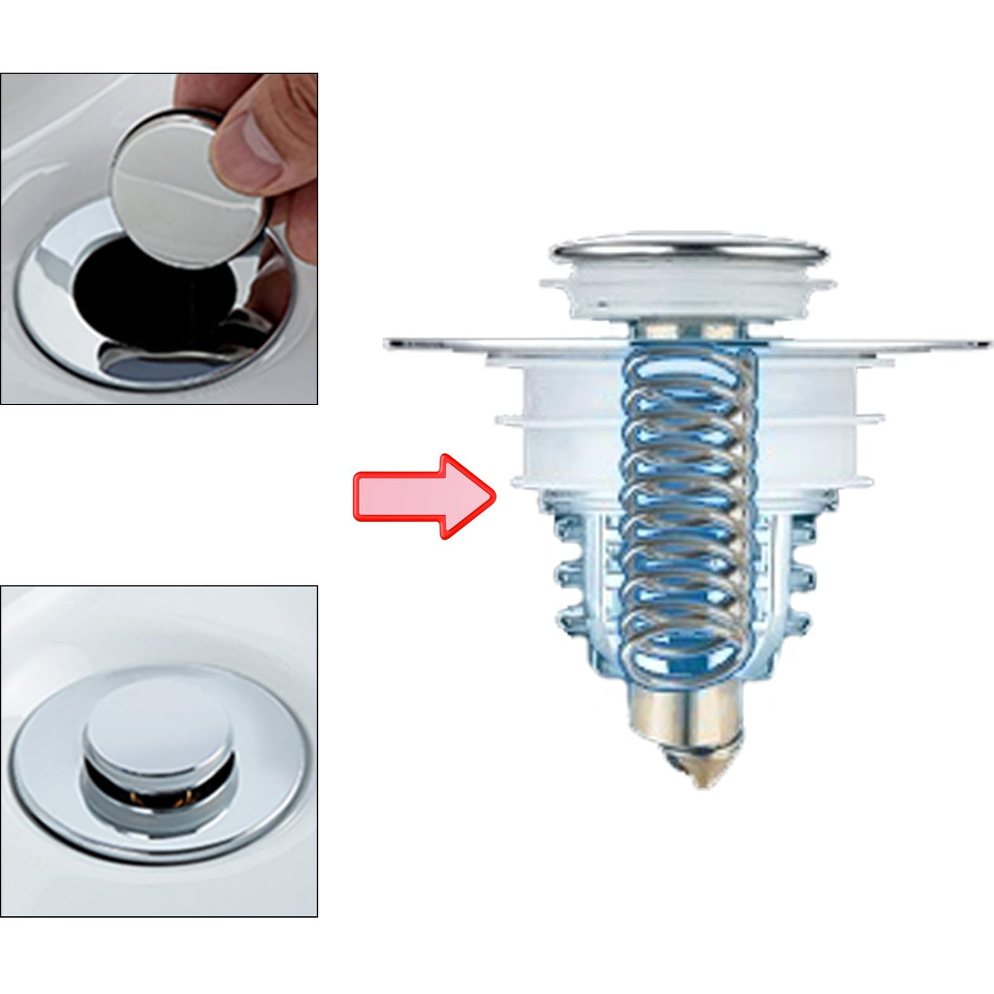 TOUKBEAU Sink Plug Replacement, Stainless Steel PushStyle Plug for Sink, Pop Up Sink Hole Plug Cover with Strainer for Kitchen and Bathroom, Bath