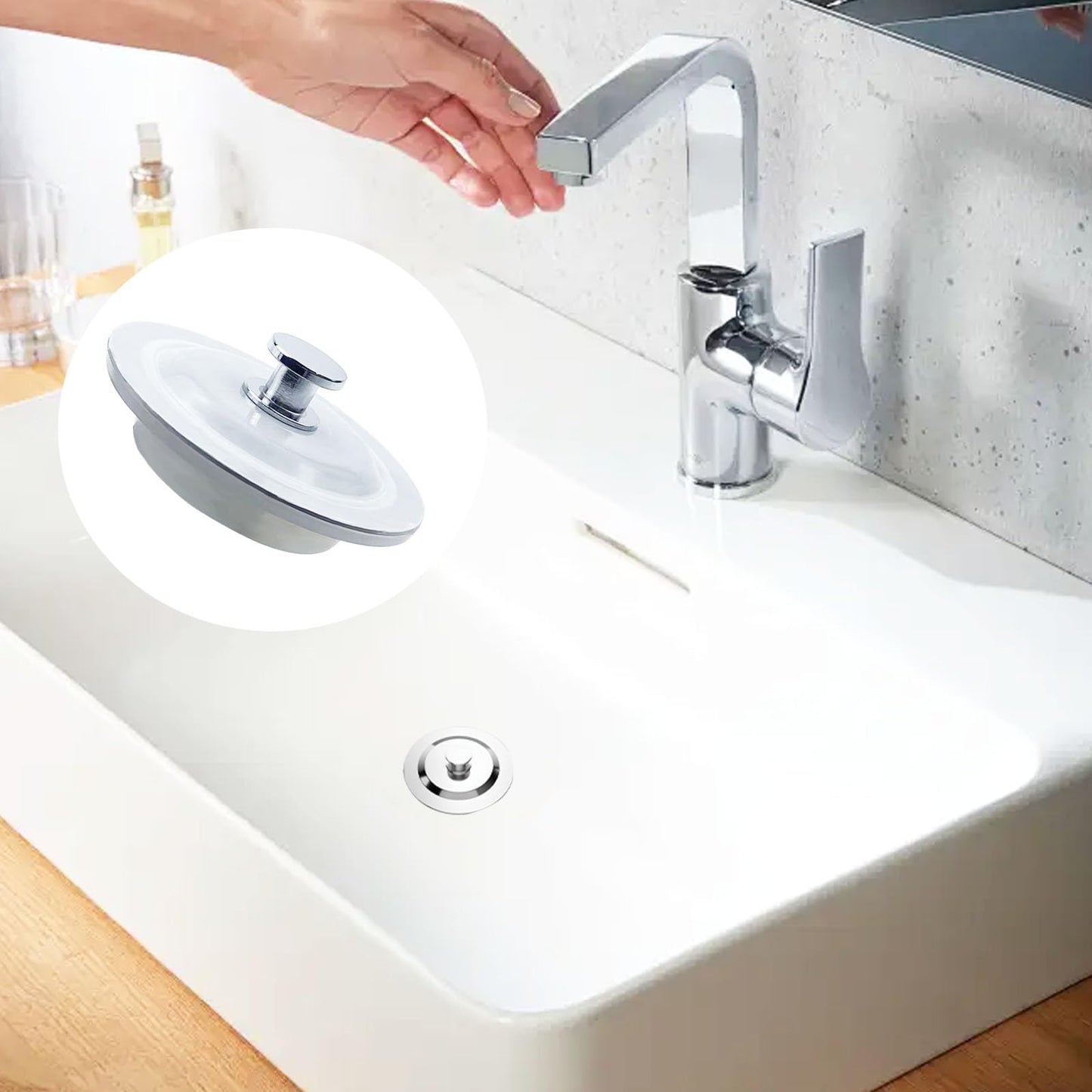 2 Packs Bath Plug Replacement, Universal Bath Plug 40-60mm Hole Drain Plug Replacement Silicone Stainless Steel Bathroom Sinks Plugs Sink Stopper